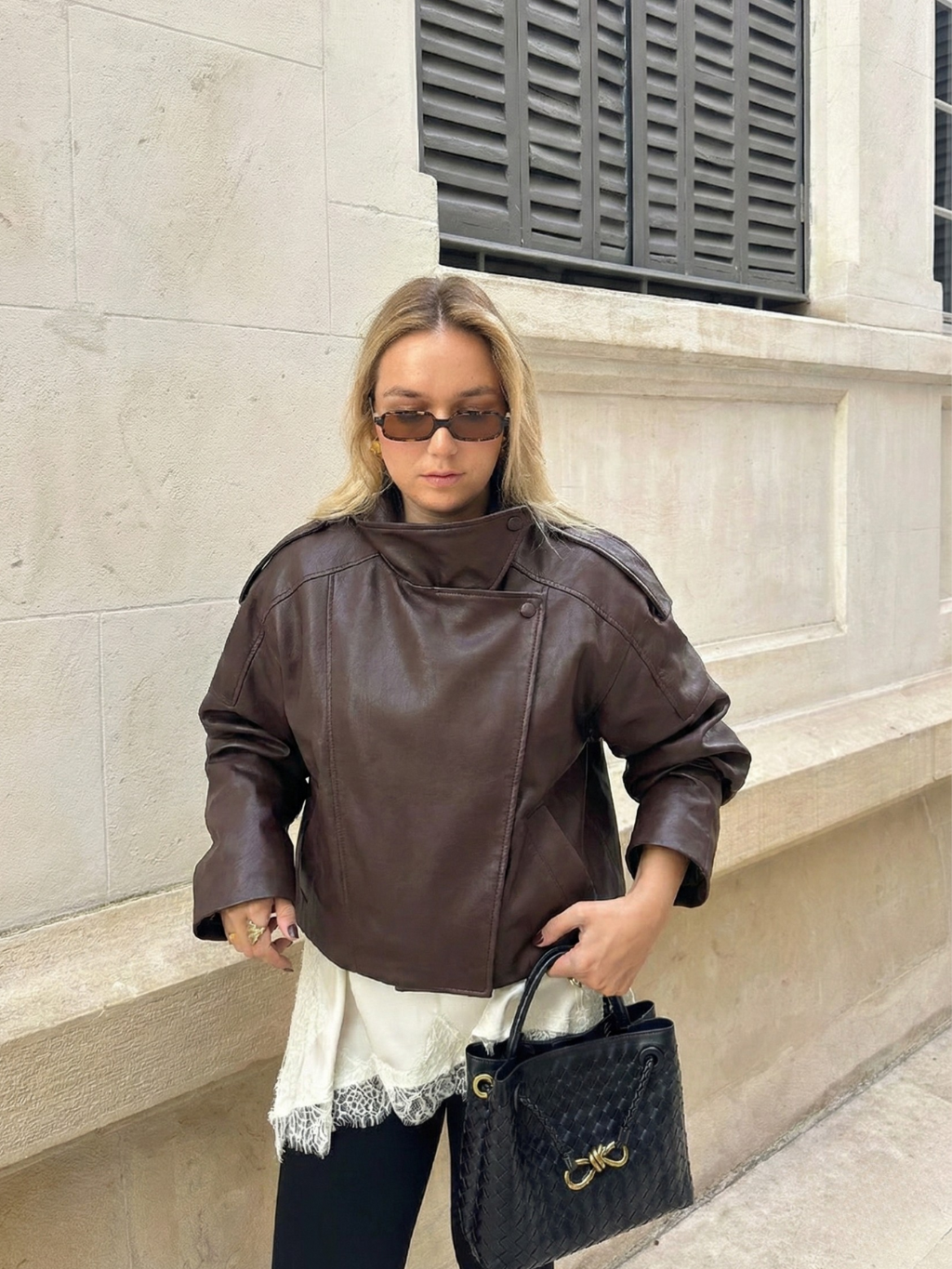 Felicia | Veste oversize à col montant en similicuir