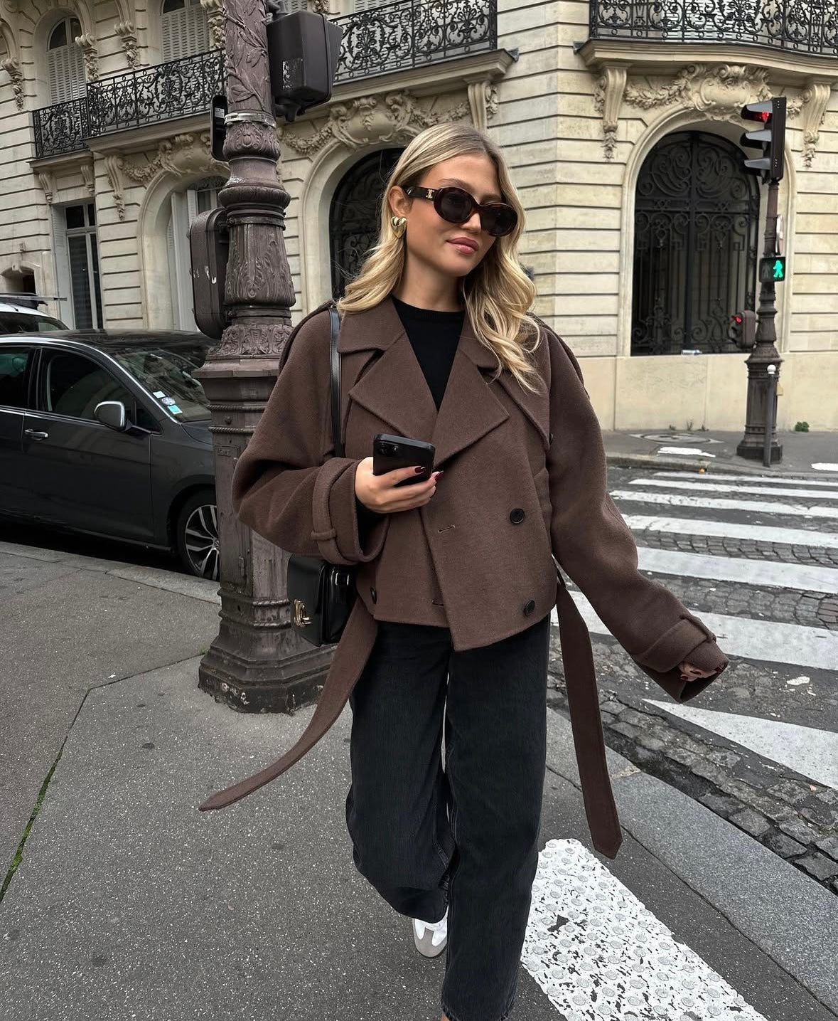 MANTEAU EN LAINE VIENNE | Élégant manteau court avec ceinture