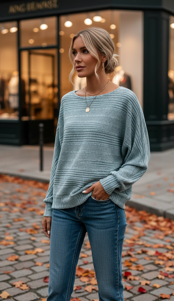 Leichter Strickpullover mit lockerem Schnitt – Sage Mist