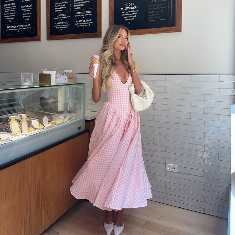 Romina | Robe midi à motif écossais