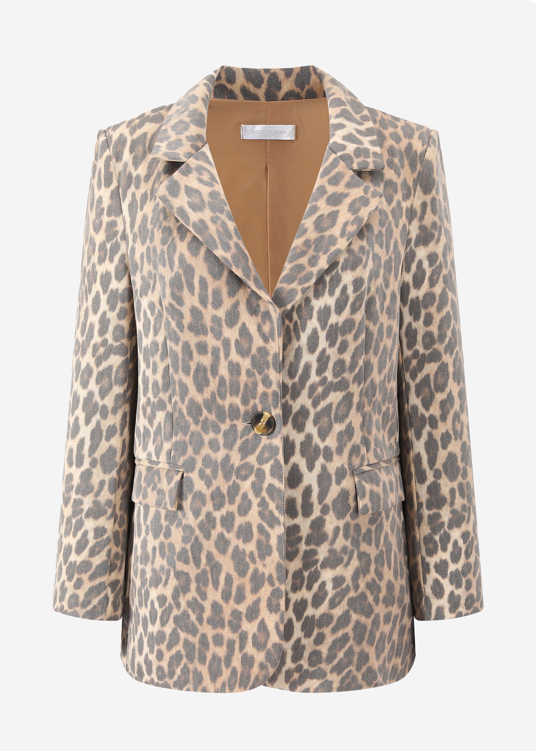 Blazer mit Leo-Print - braun