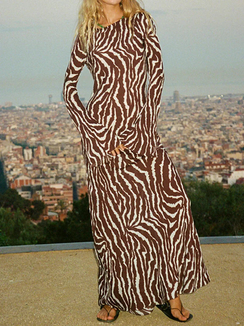 Boho Y2K Kleid mit langen Ärmeln – Lässig & stilvoll im Retro-Look