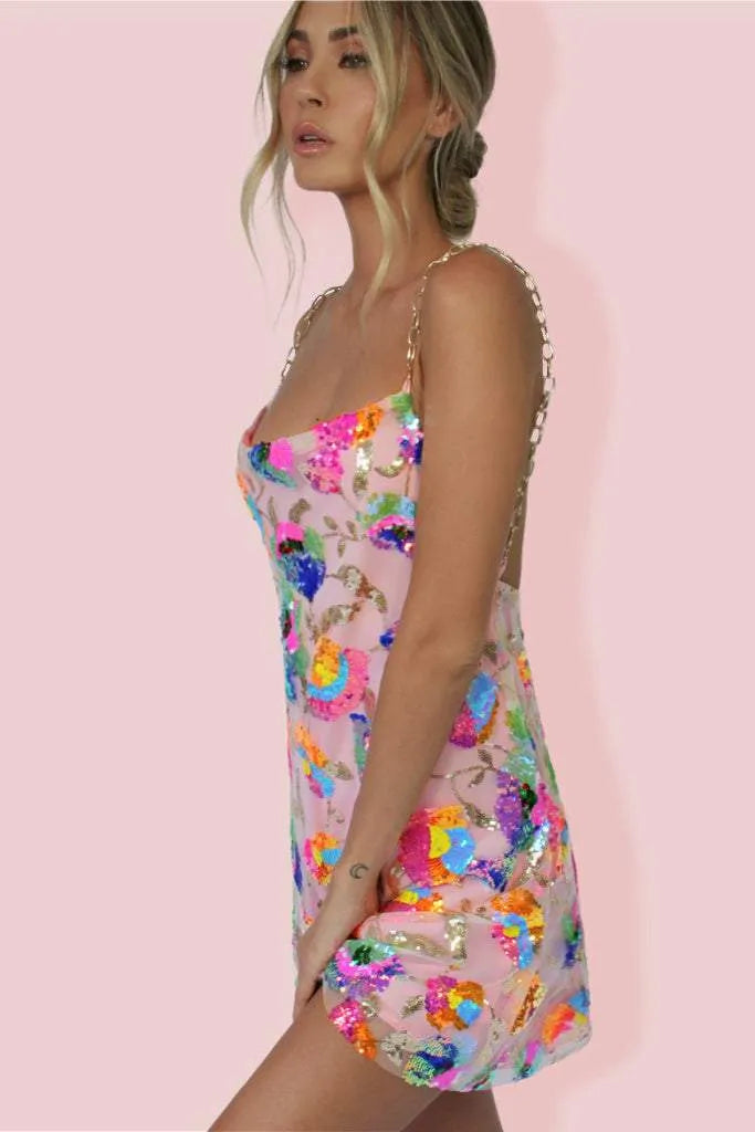 Rylee | Pailletten-Minikleid mit Rückenausschnitt