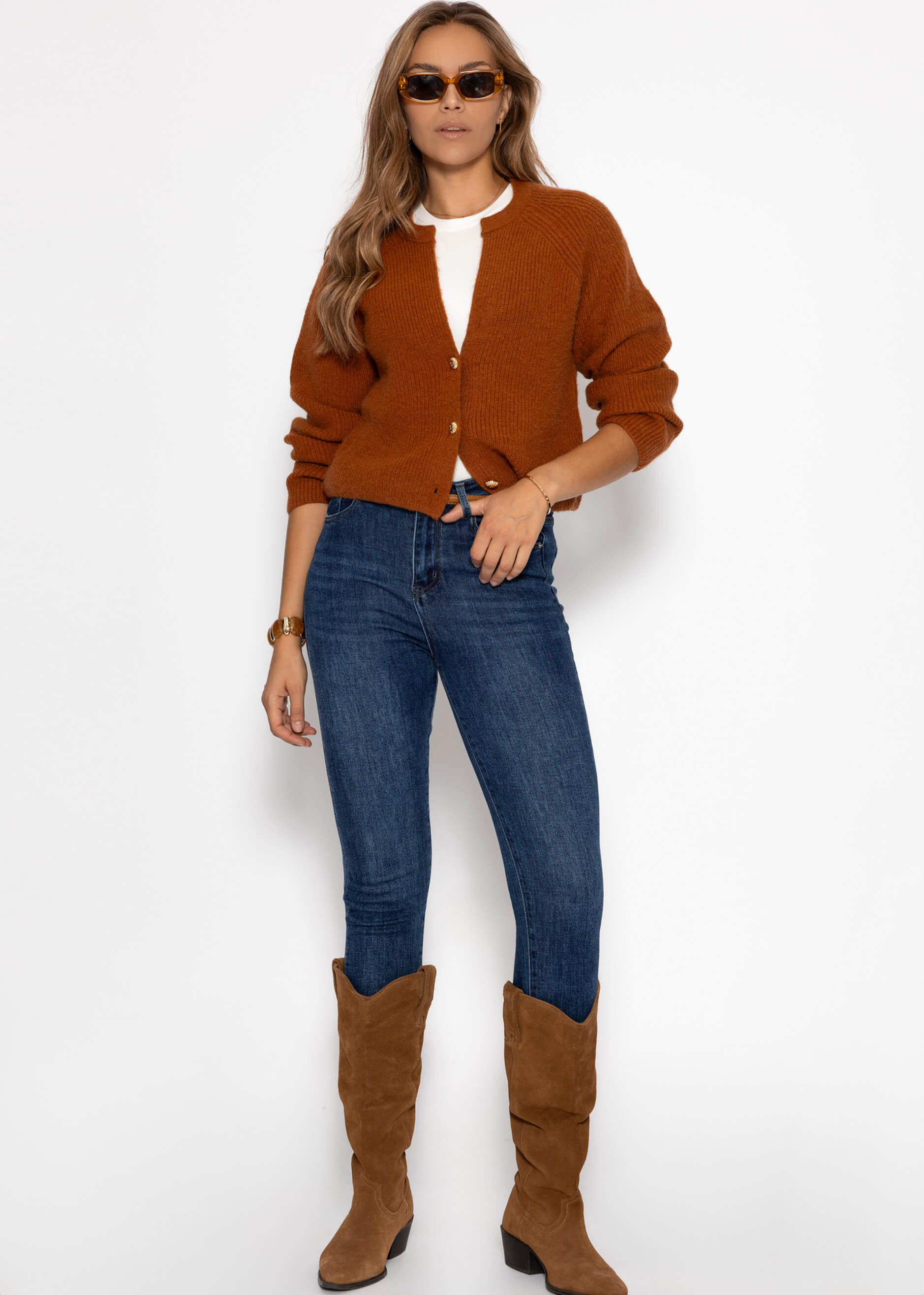 Cardigan à col en V - marron