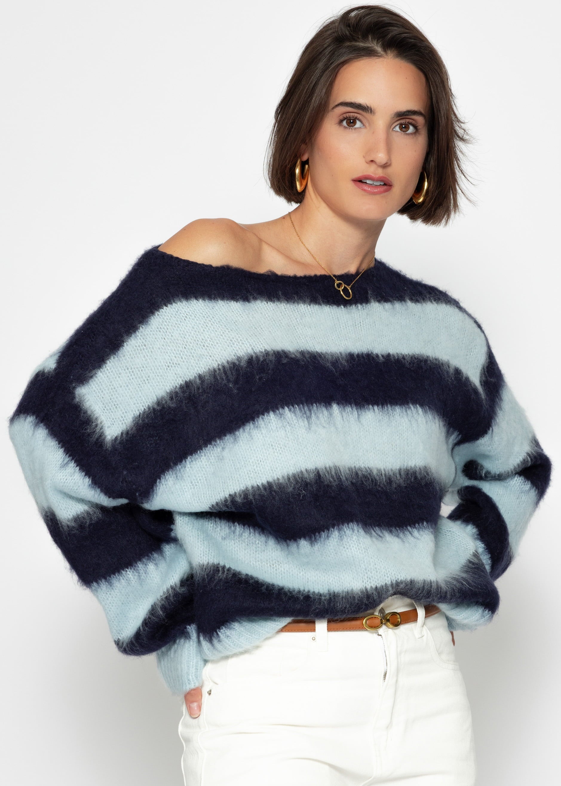 Pull rayé – bleu – bleu clair