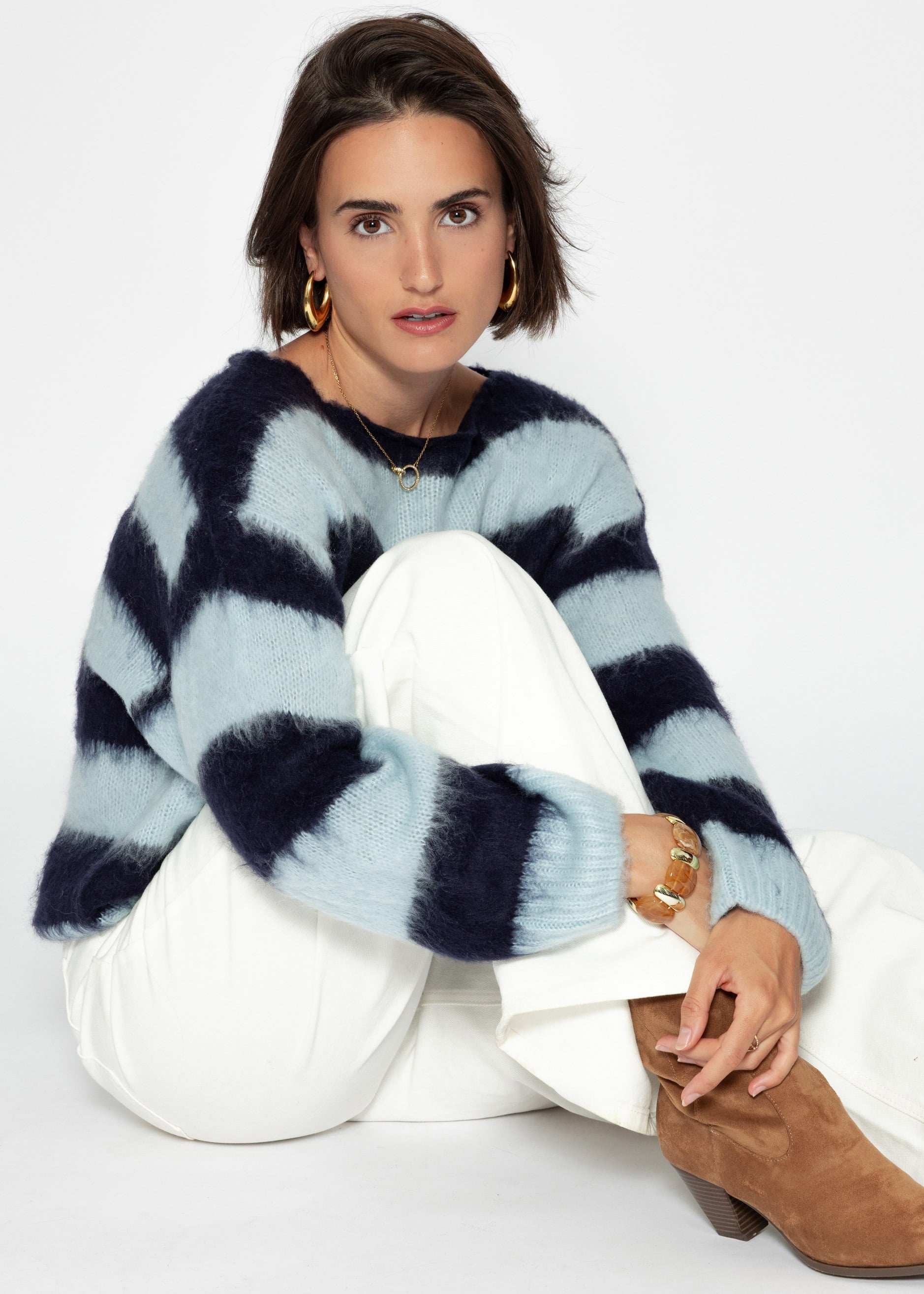 Gestreifter Pullover – blau – hellblau