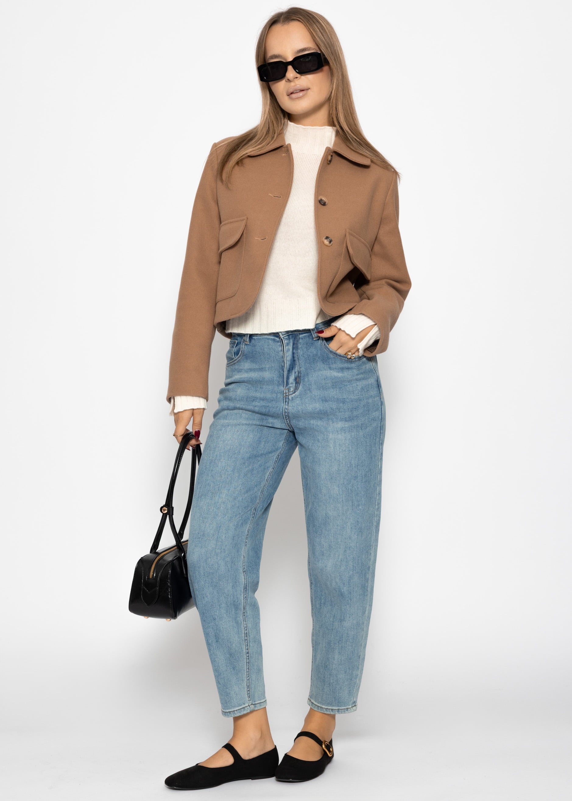 Veste courte avec poches plaquées - camel