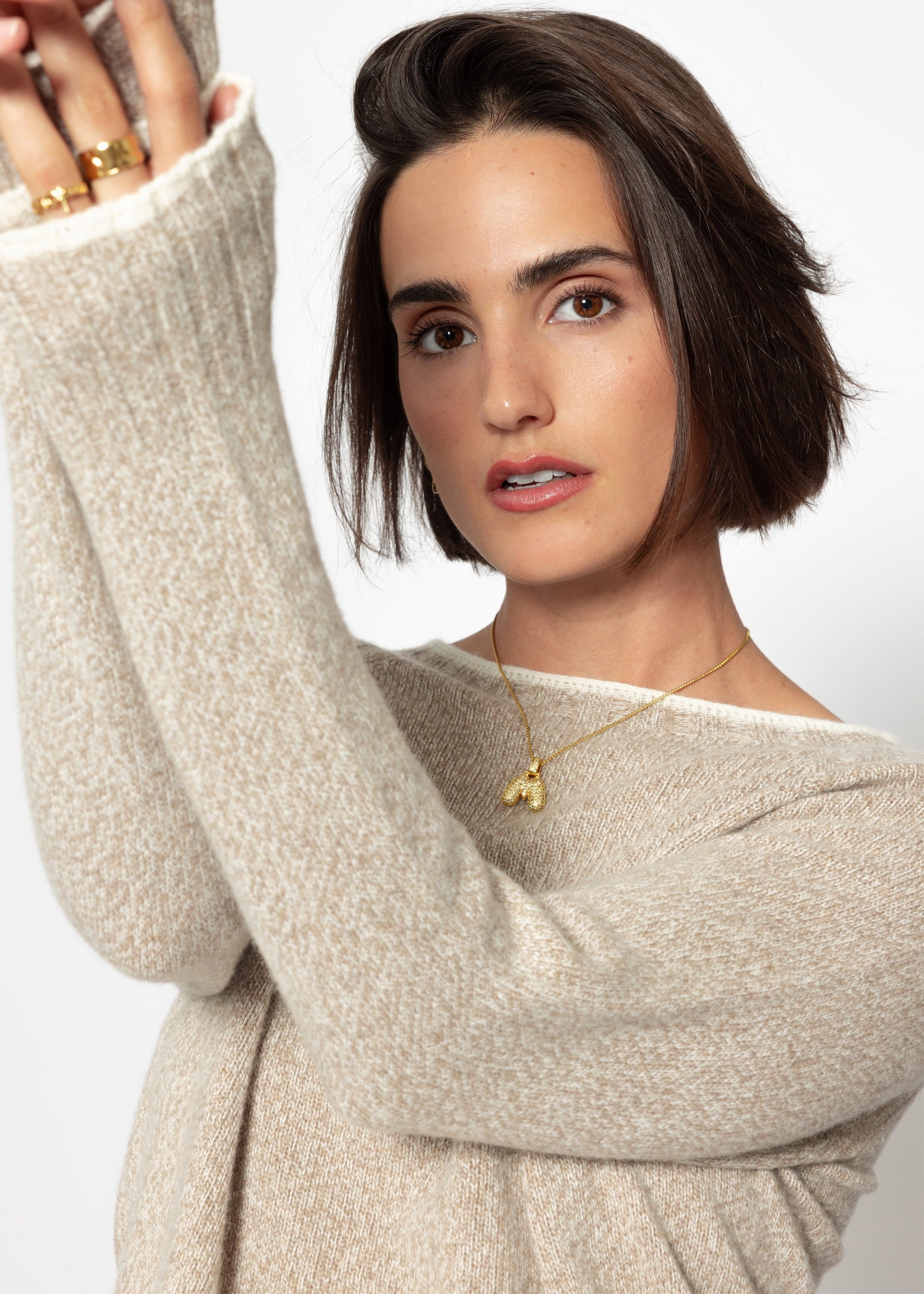 Pullover mit Raglanärmeln und kontrastierenden Details – beige