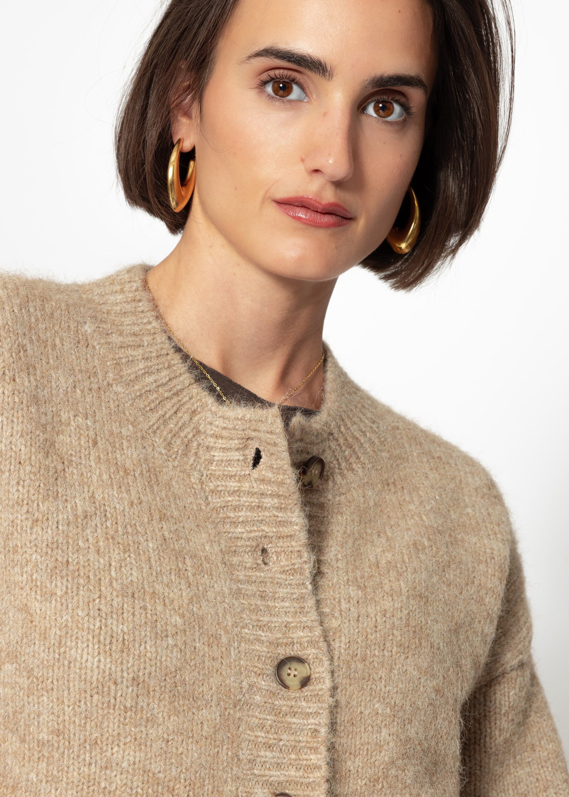 Teiljacke mit Taschen und großer Knopfleiste – beige