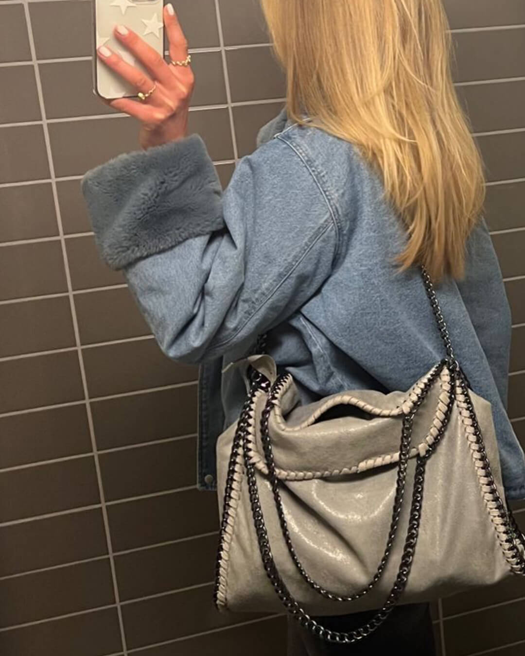 Skyla | Sac cabas en similicuir souple avec bandoulière chaîne