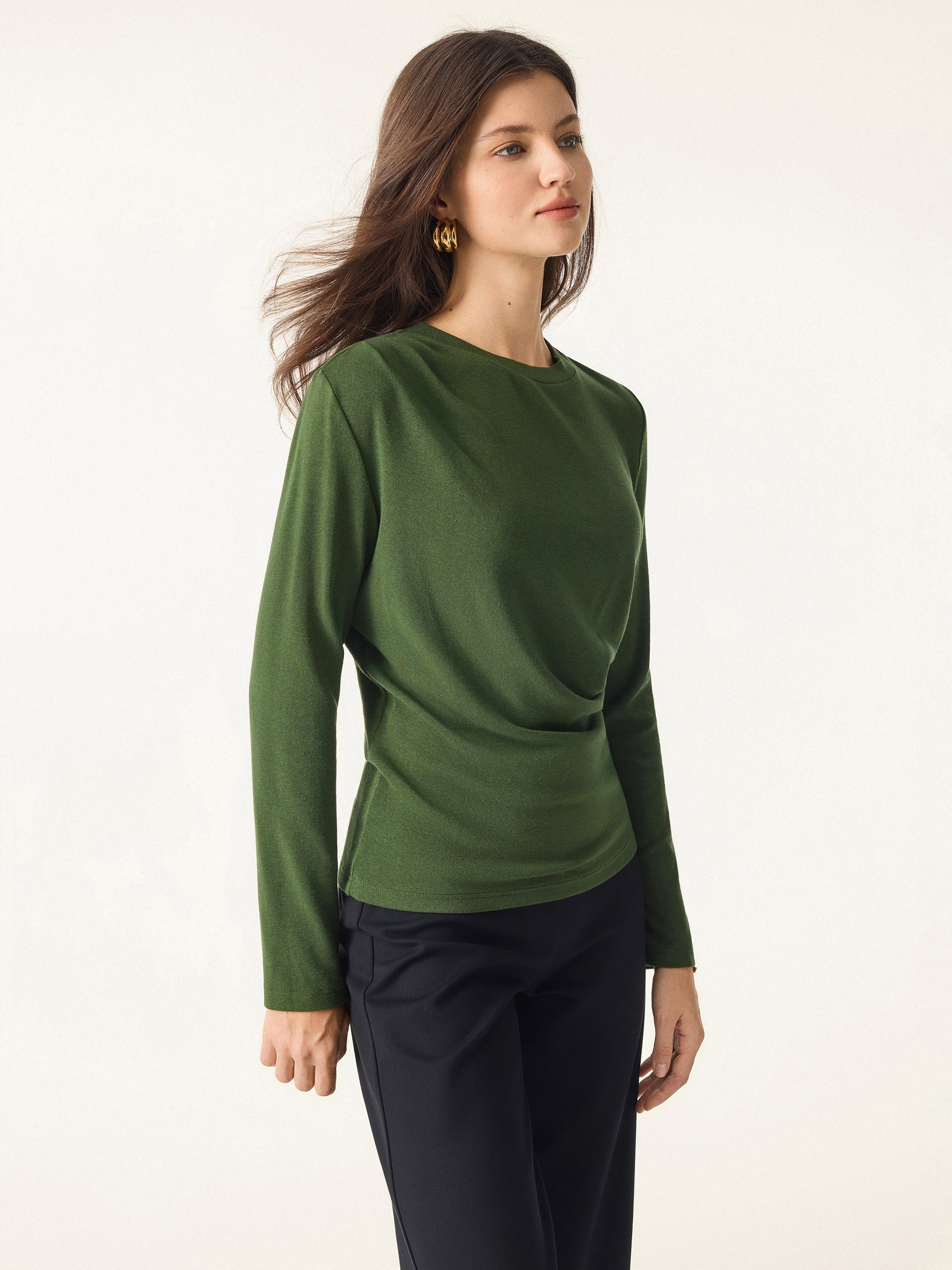 Light Warm Crewneck Tucked Top