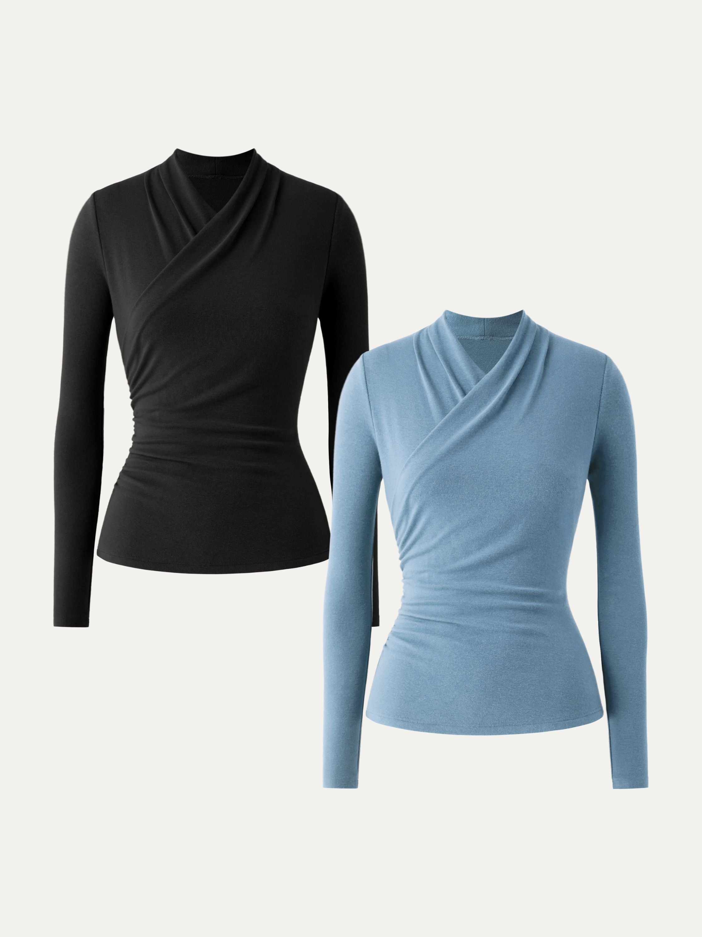 2Pcs Set Surplice Long Sleeve Top
