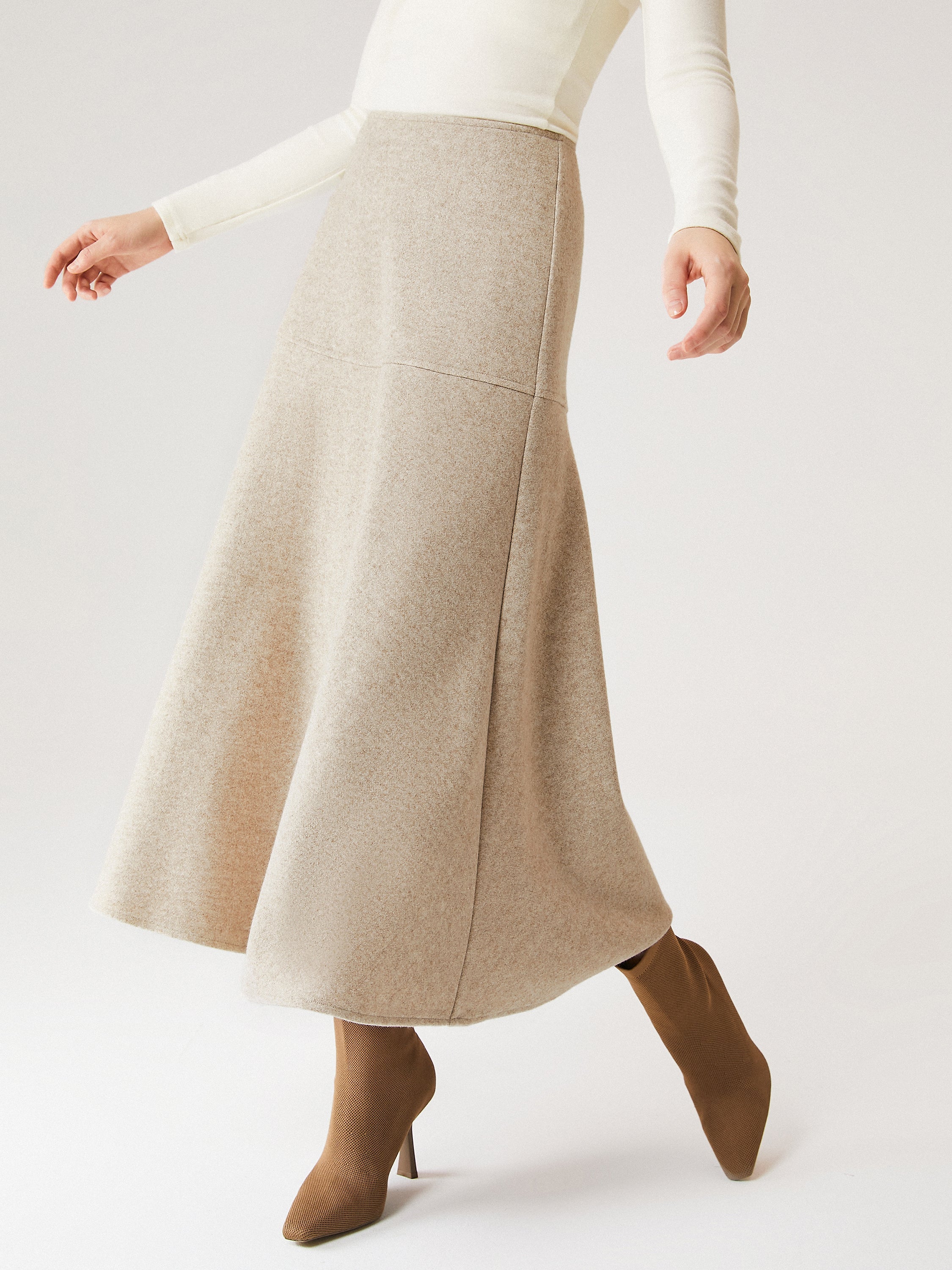 Jupe maxi évasée façon cachemire