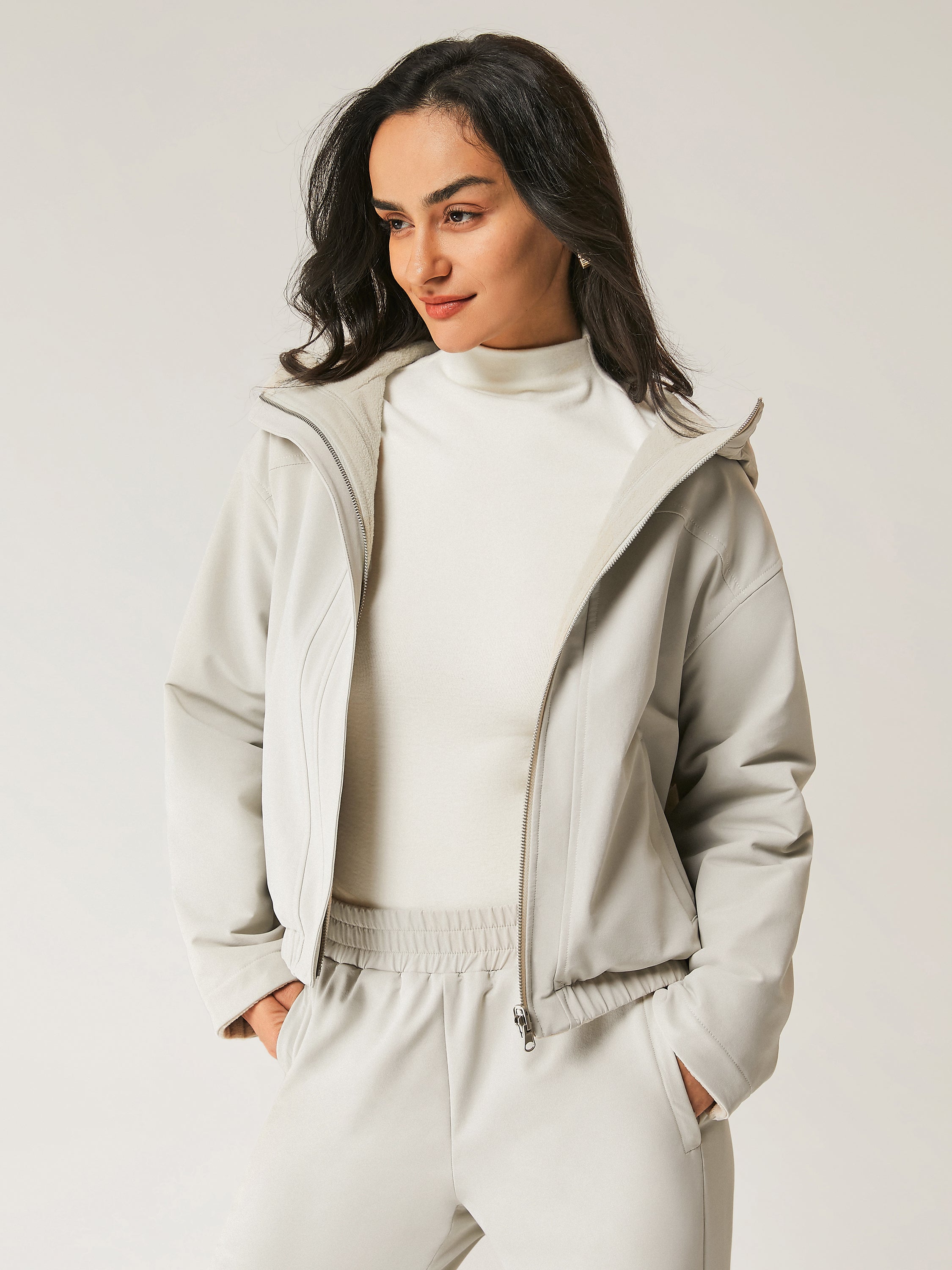 Veste à capuche réversible en polaire imperméable