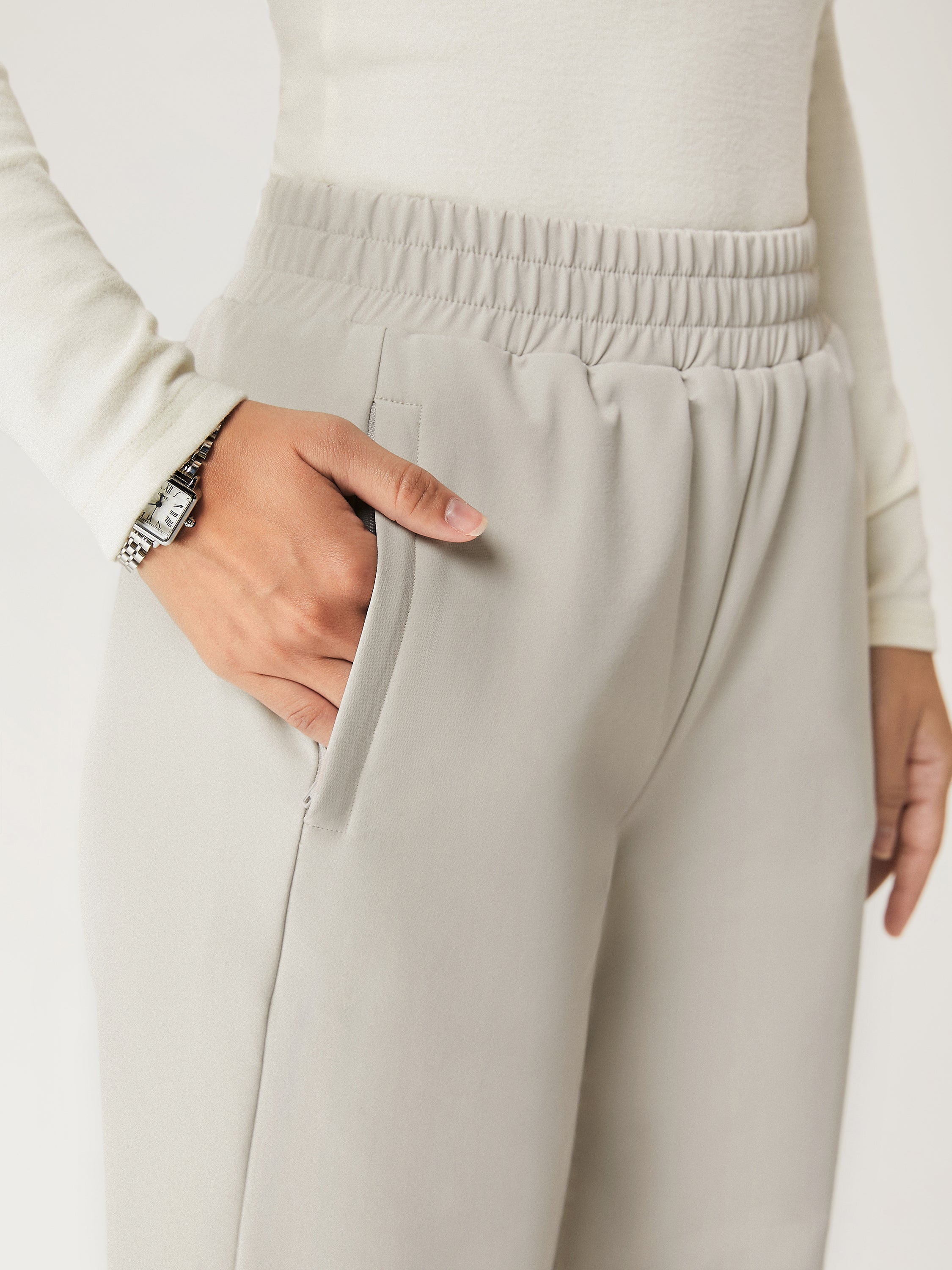 Pantalon à Taille Élastique Doublé en Polaire Imperméable