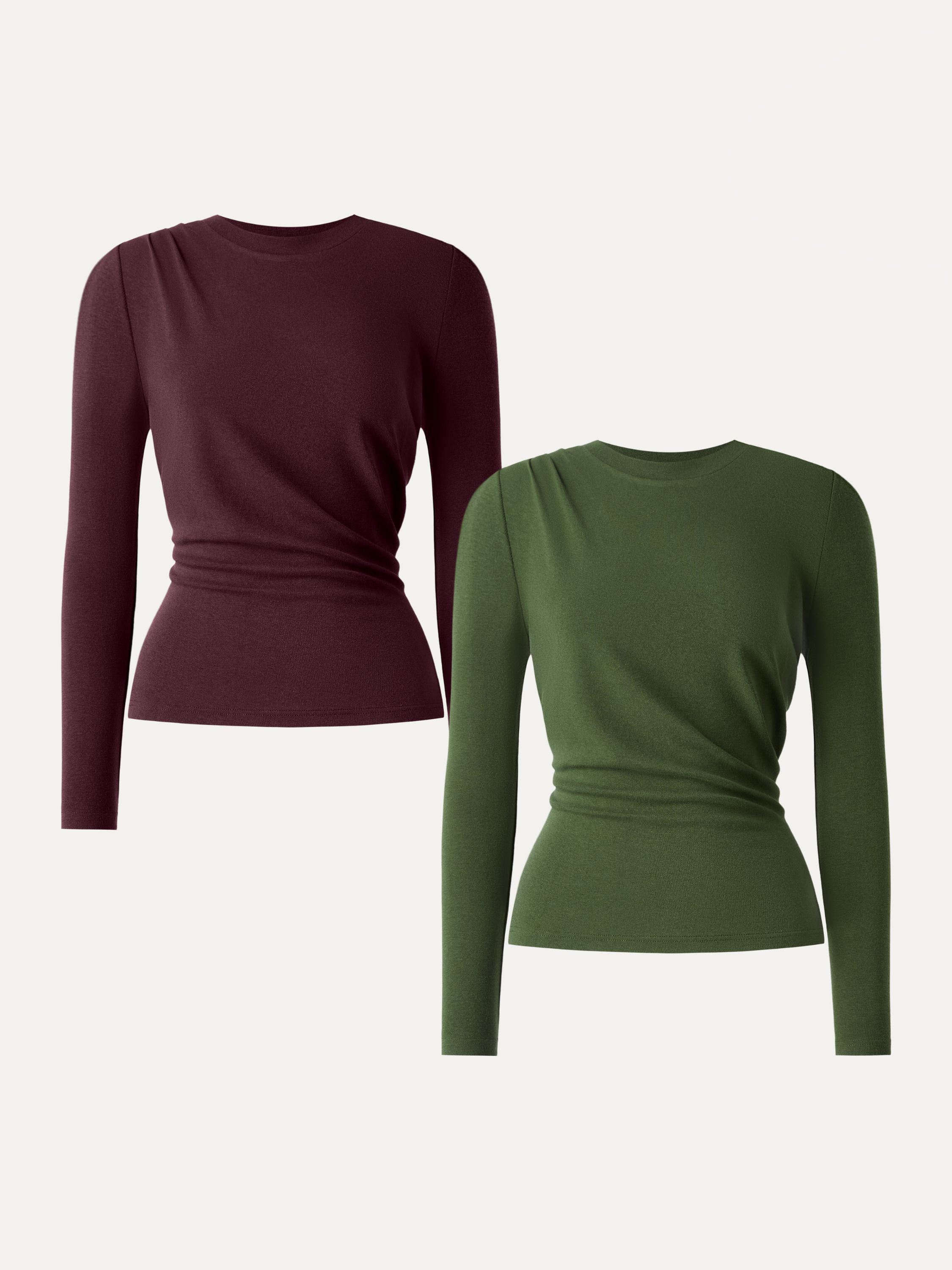 Light Warm Crewneck Tucked Top