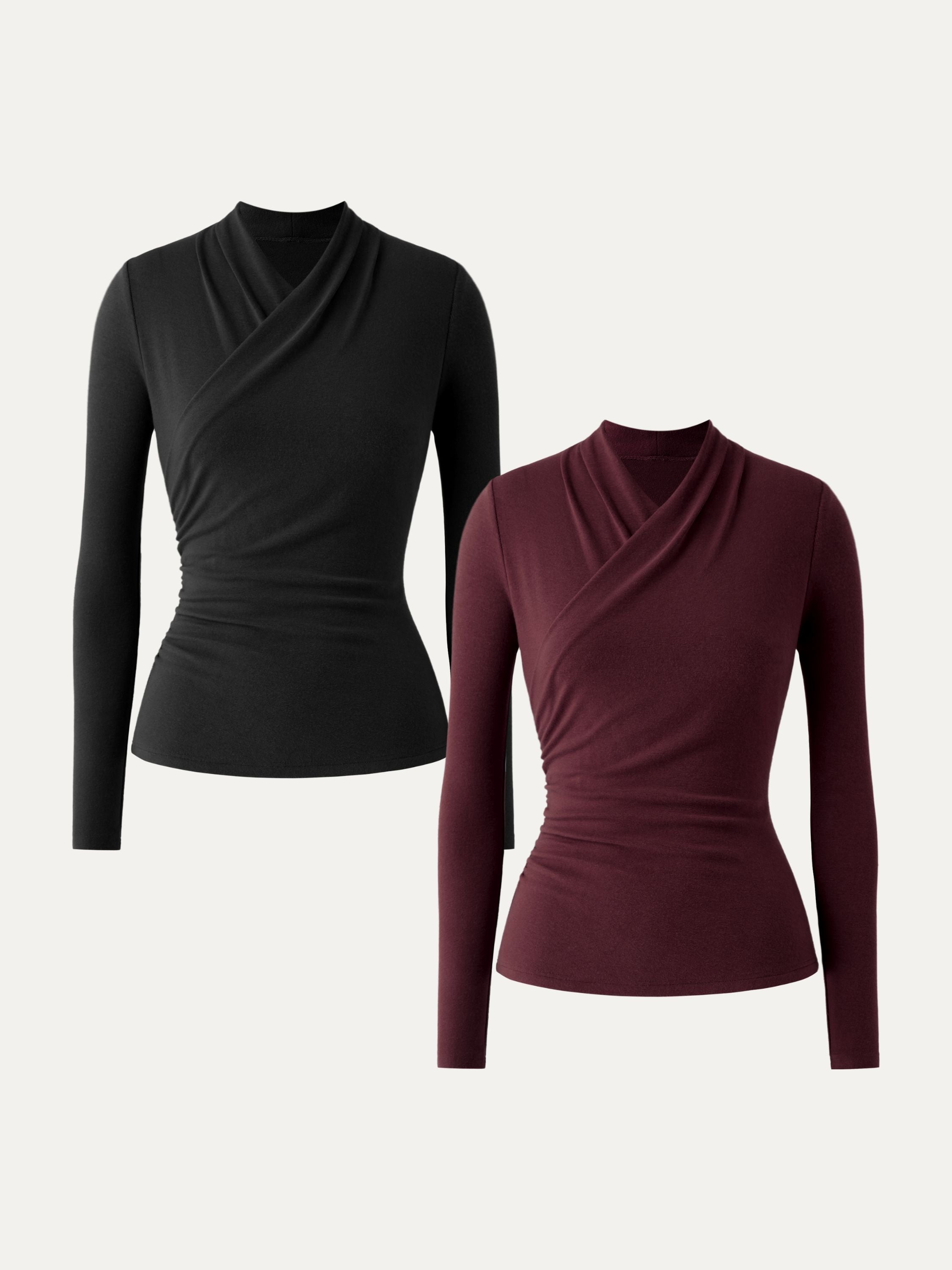 2Pcs Set Surplice Long Sleeve Top