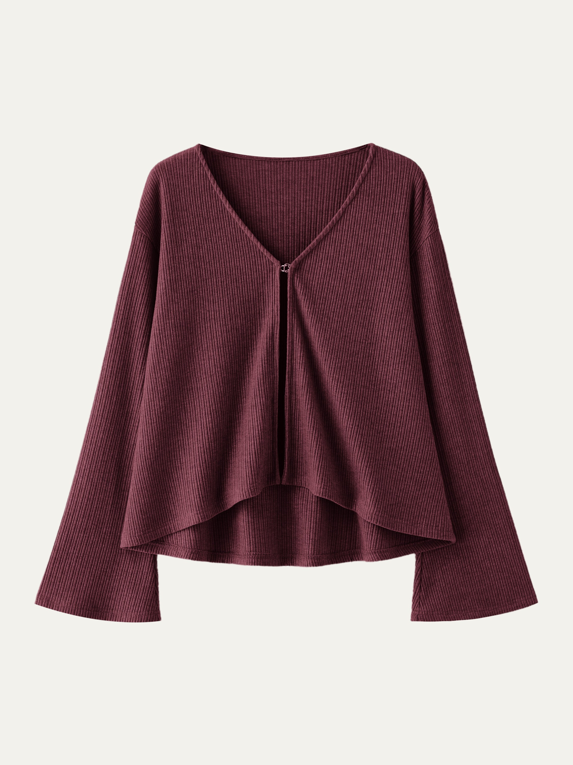 Cardigan évasé à col en V et manches longues