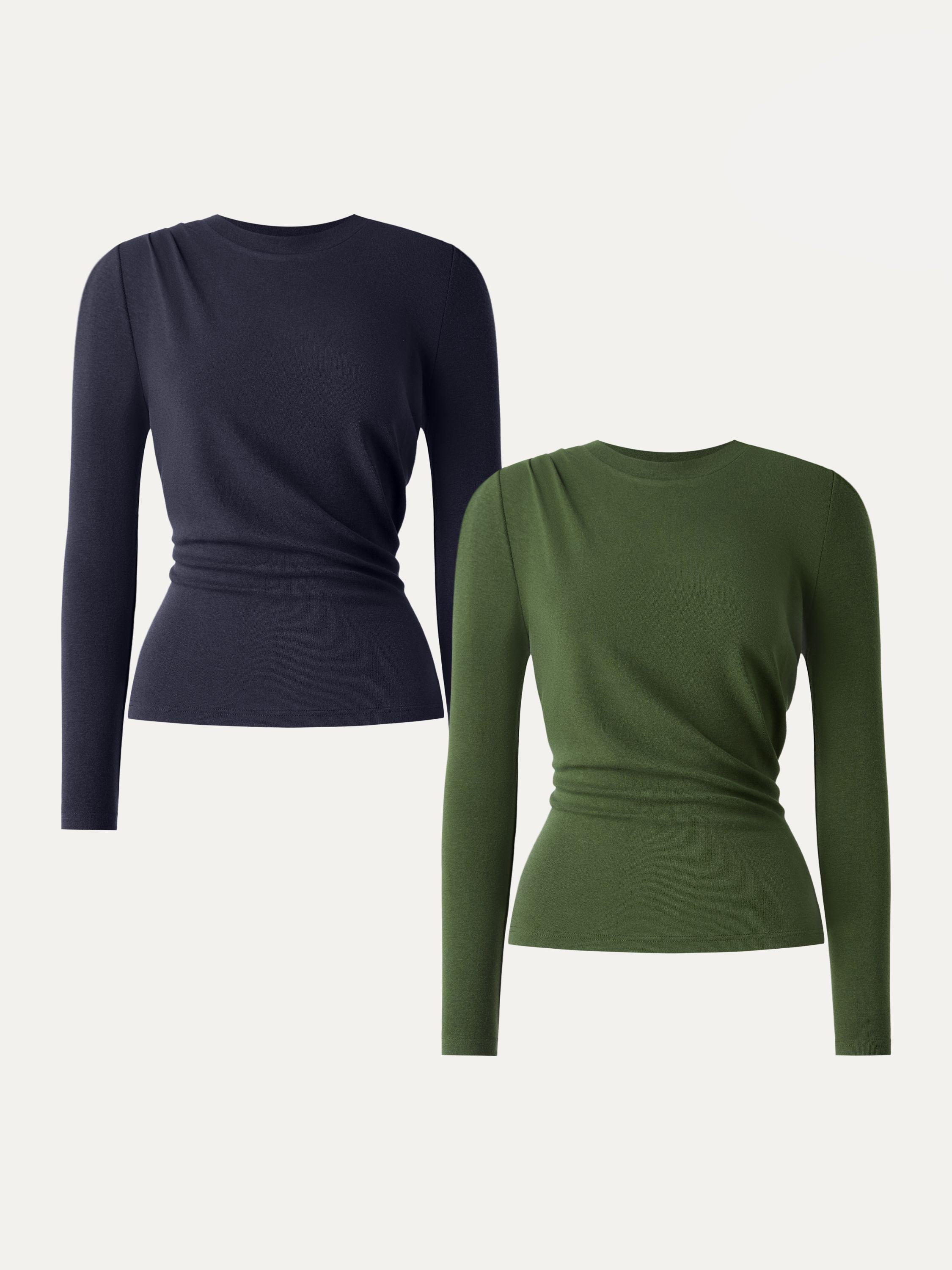 Light Warm Crewneck Tucked Top