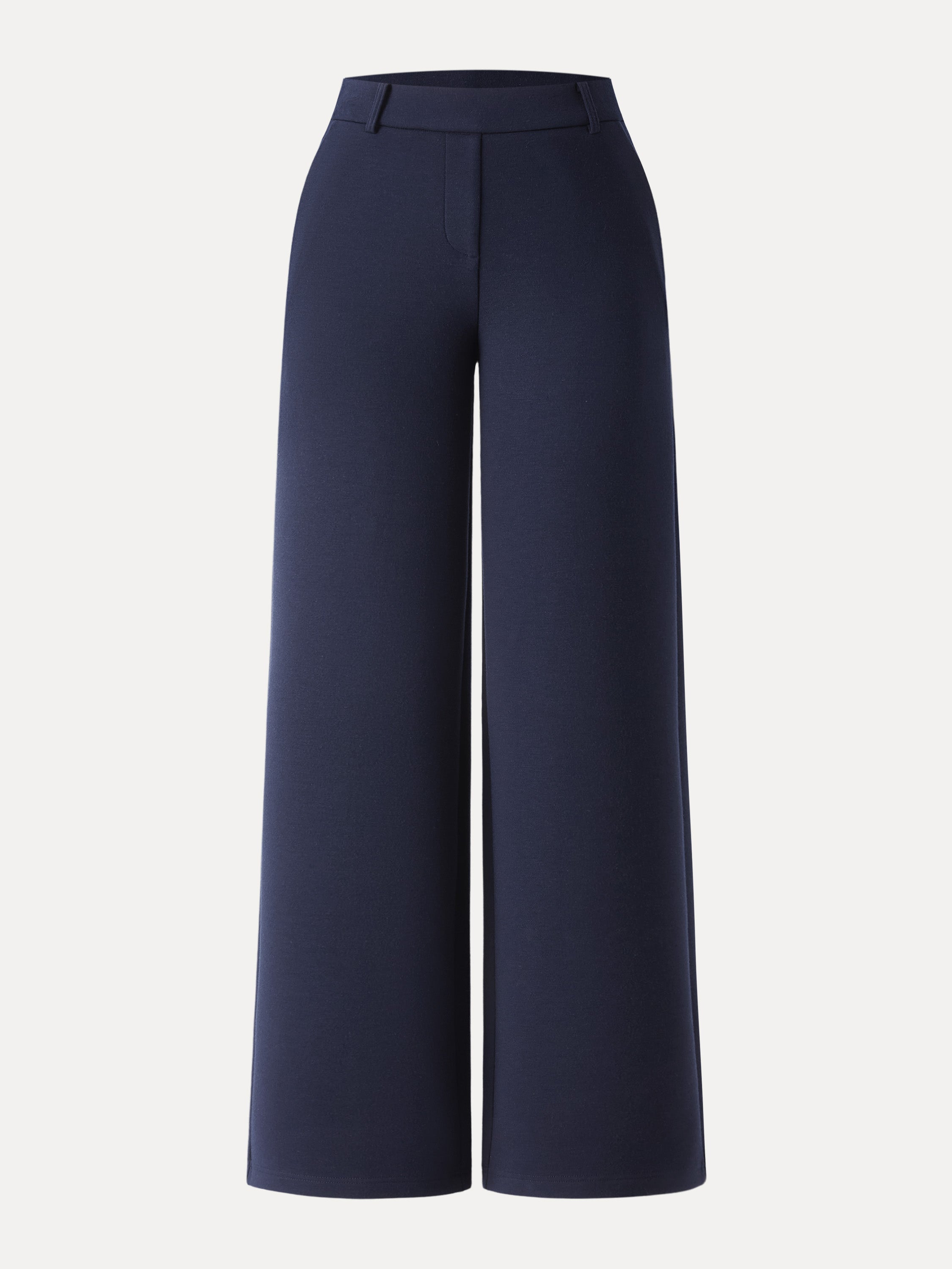 Stretchy Mid Rise Straight Leg Pull-on Pants with Pockets