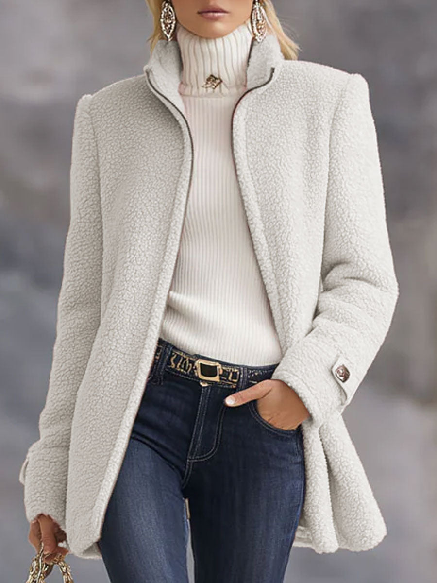 Lässige Vintage-Jacke aus rosa Polarfleece mit Reißverschluss