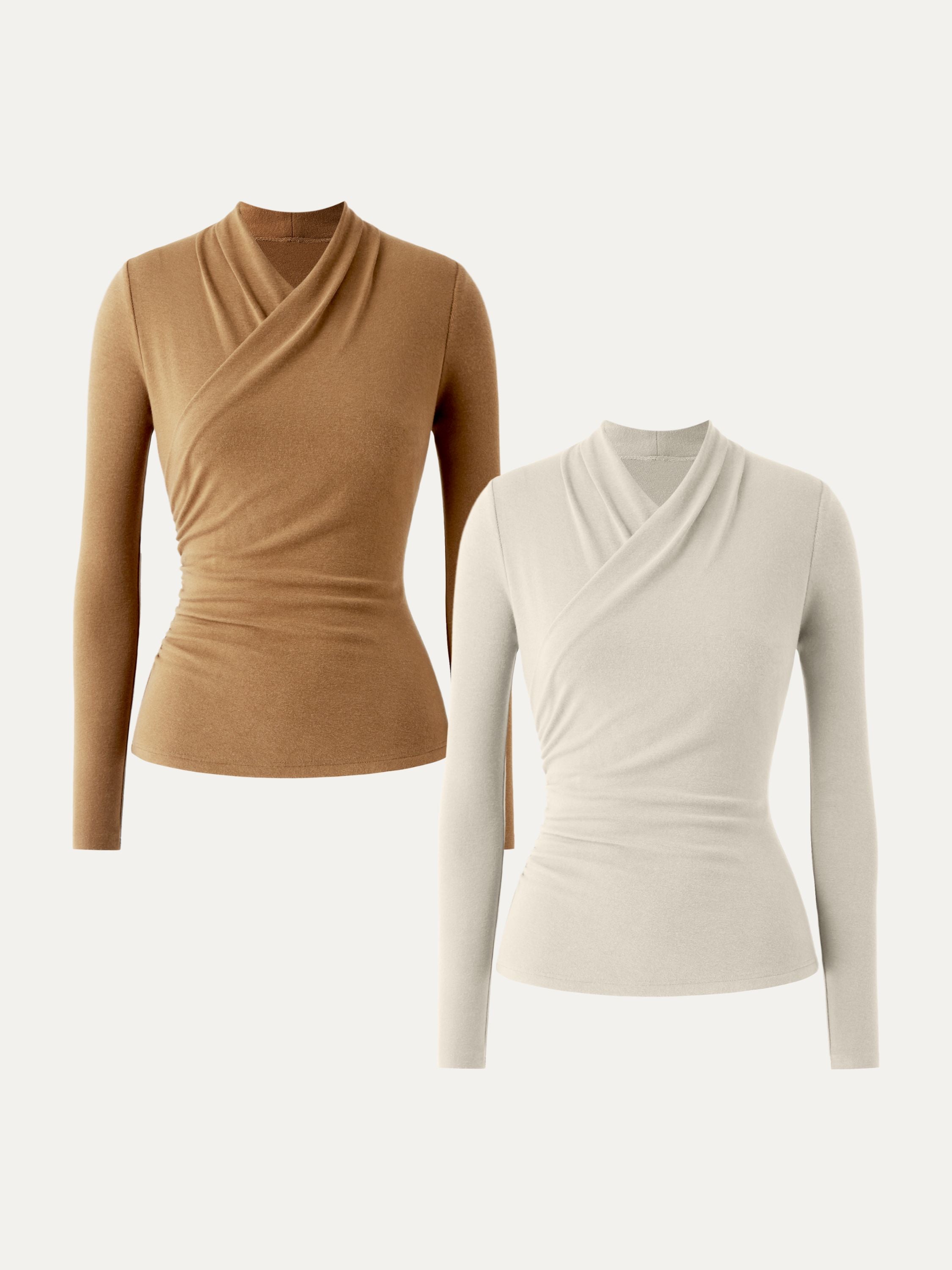 2Pcs Set Surplice Long Sleeve Top