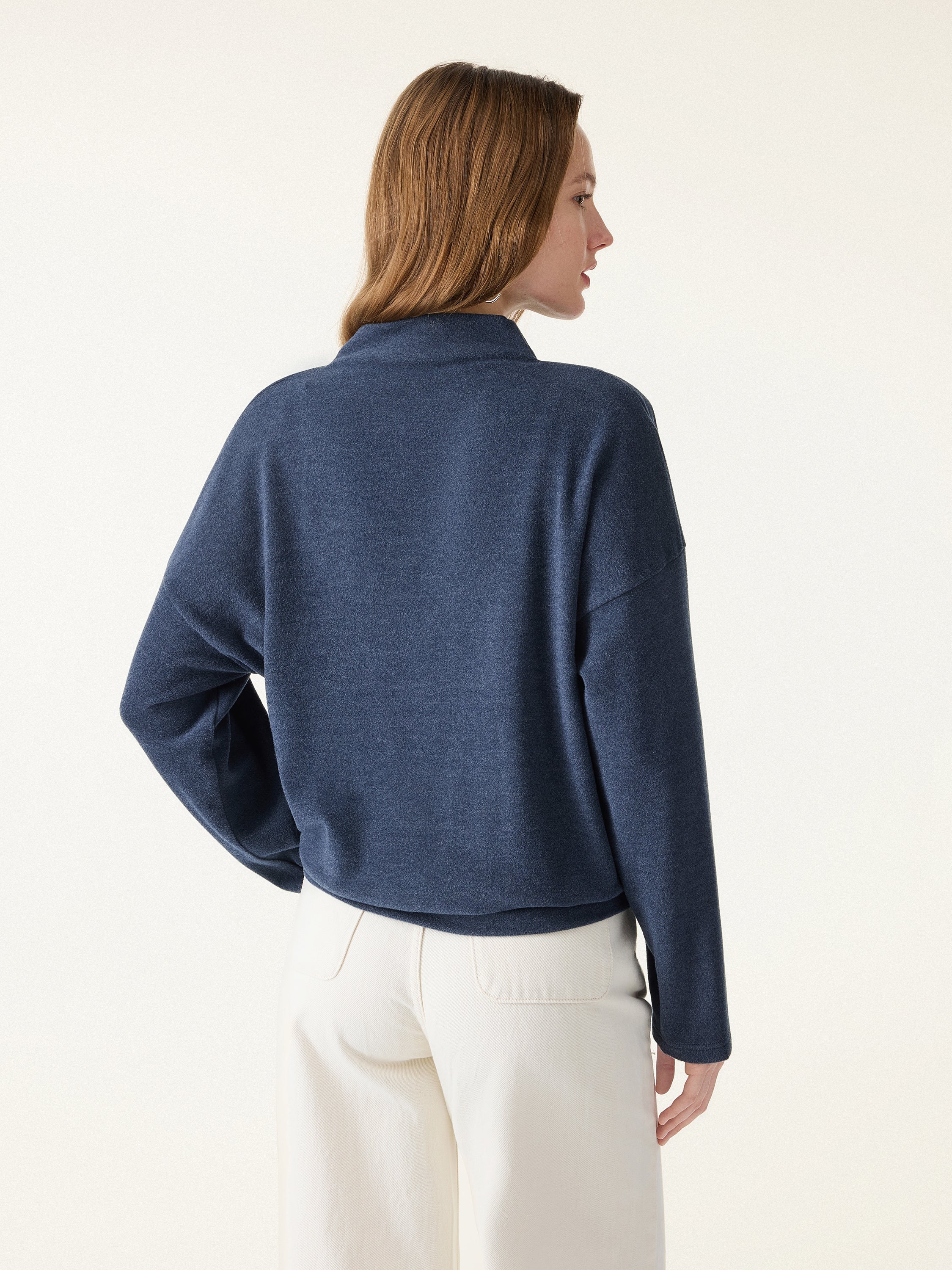 Cozy Relaxed Mockneck Top with Banded Hem