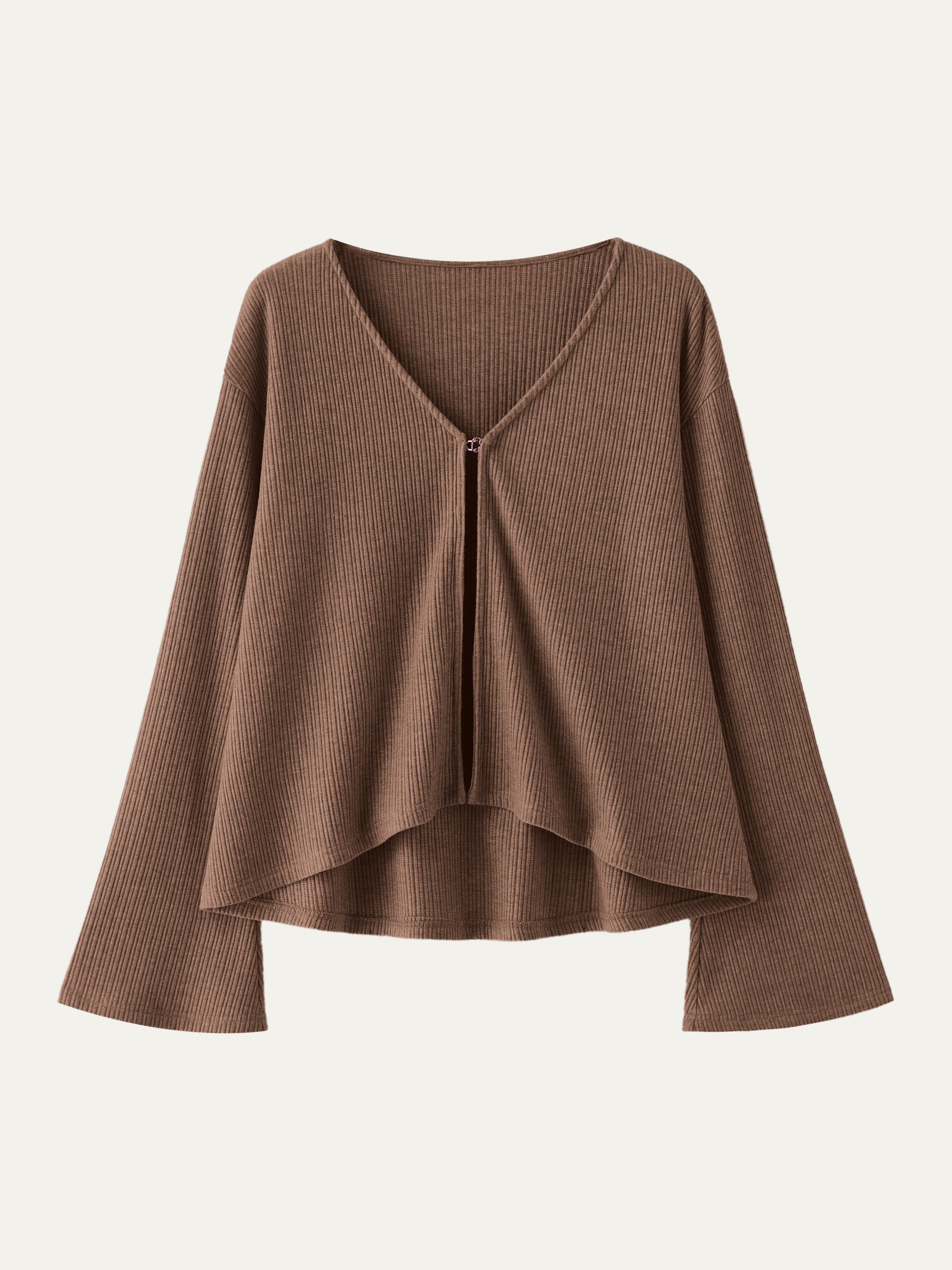 Cardigan évasé à col en V et manches longues