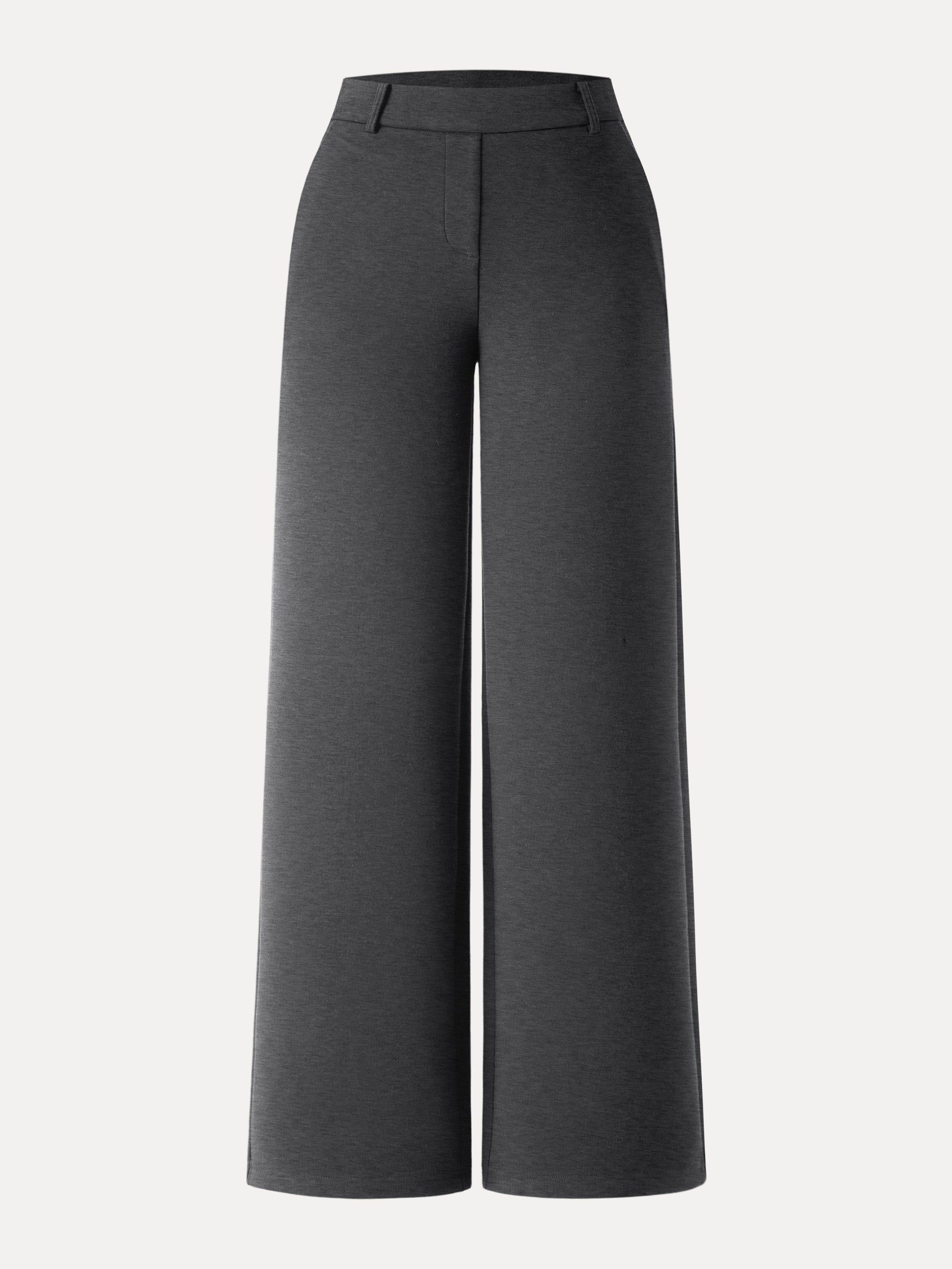 Stretchy Mid Rise Straight Leg Pull-on Pants with Pockets