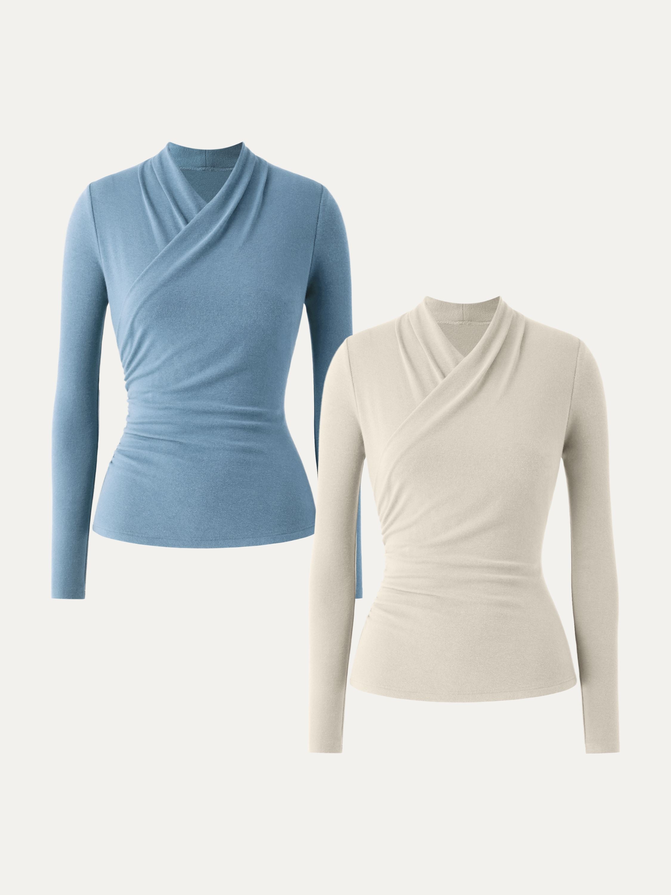 2Pcs Set Surplice Long Sleeve Top