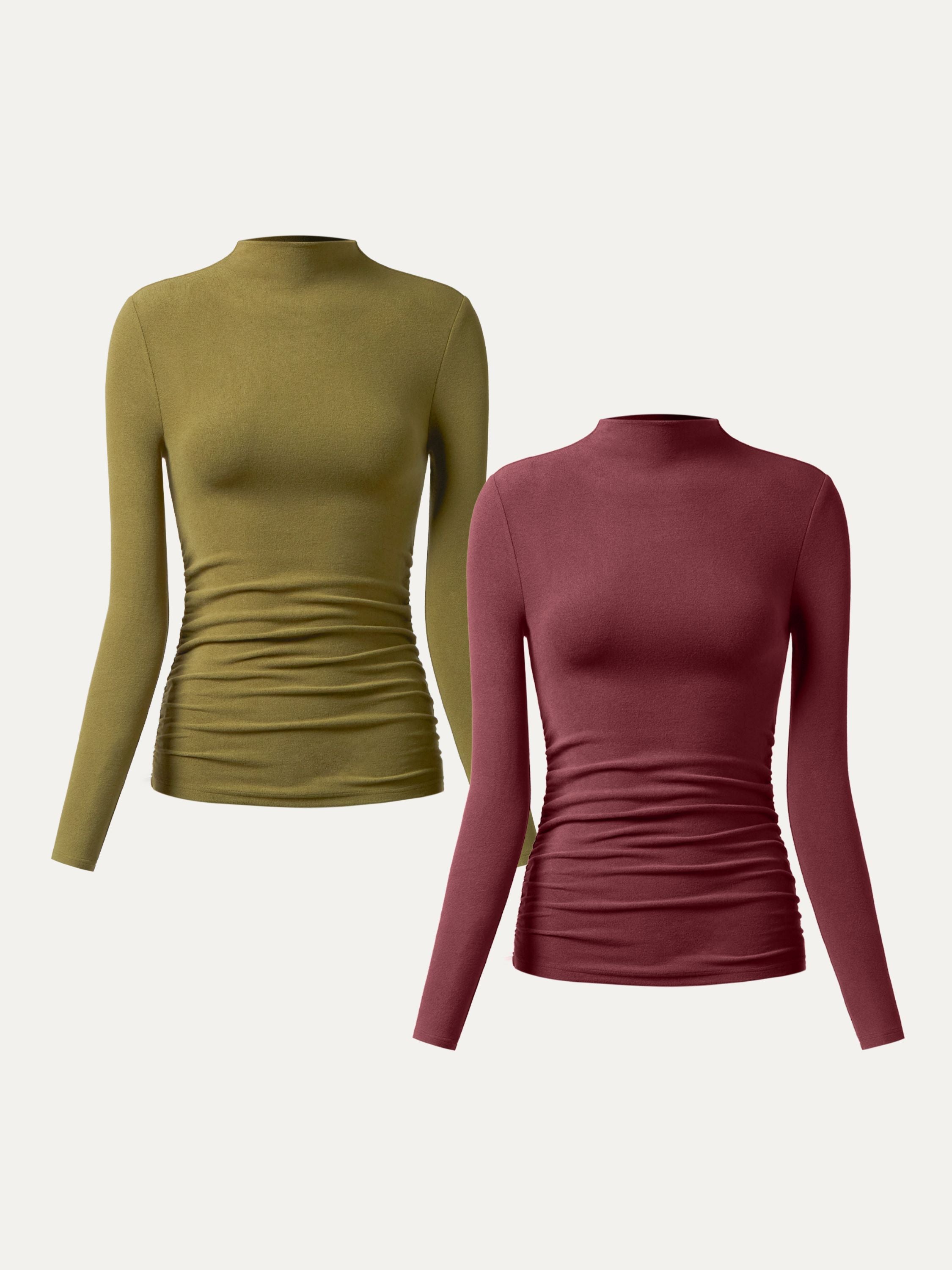 Mockneck Top with Gathered Sides Eco-Mousse®