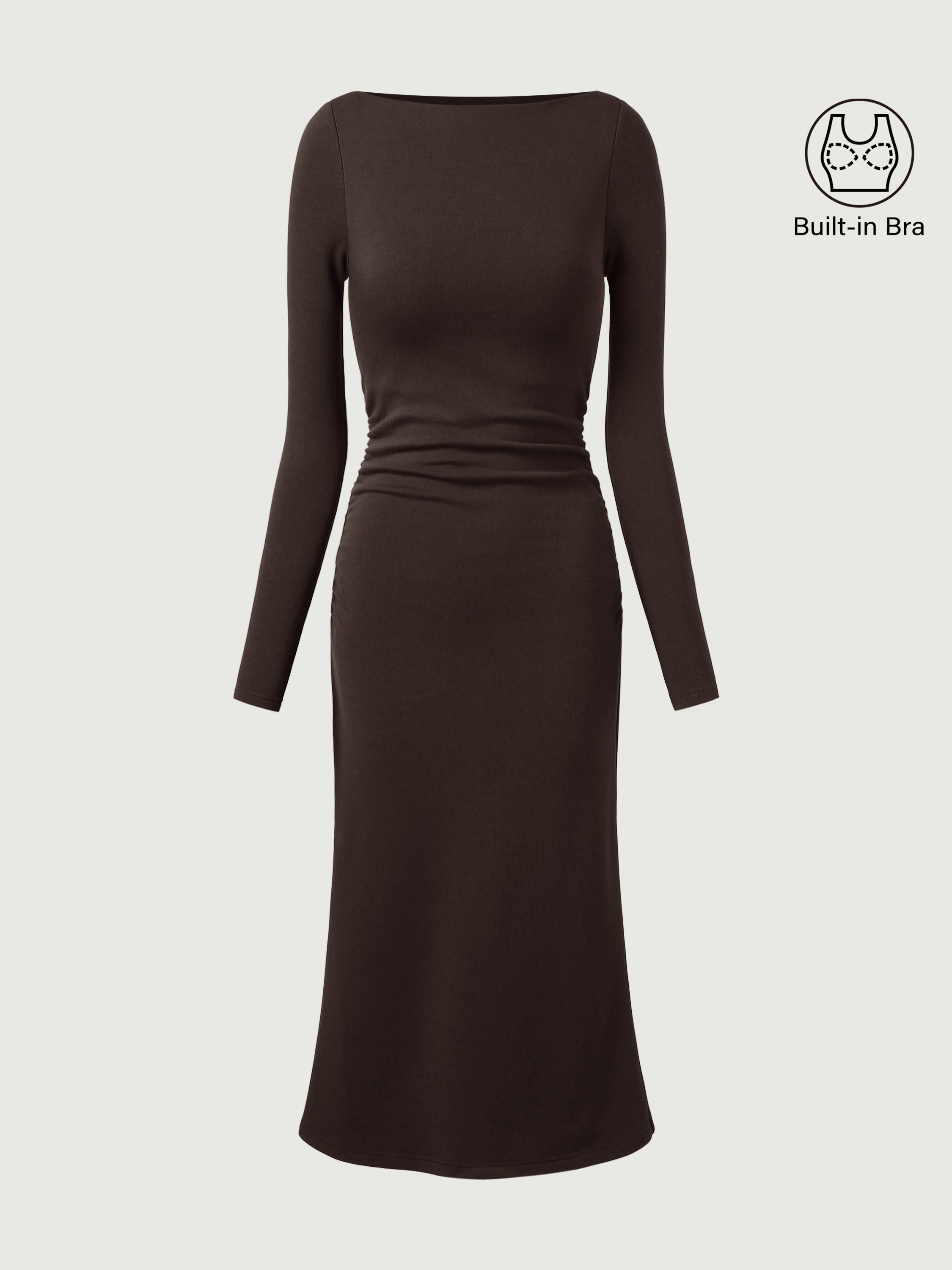 Midi Brami Dress with Boatneck and Gathered Sides Eco-Mousse®3.0