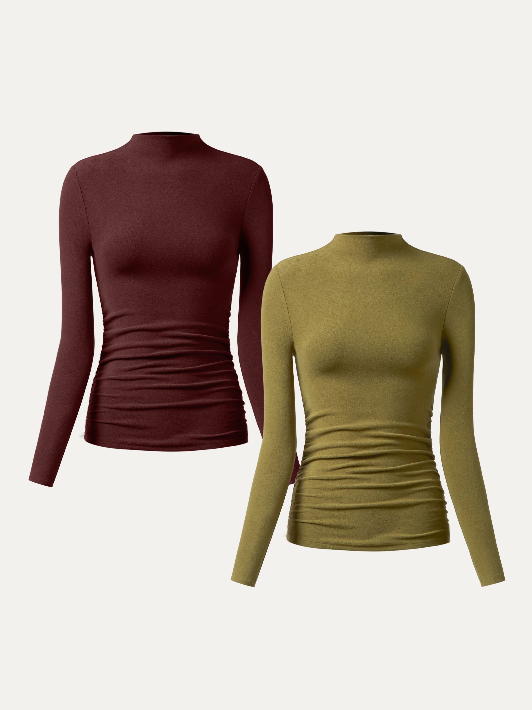 Mockneck Top with Gathered Sides Eco-Mousse®