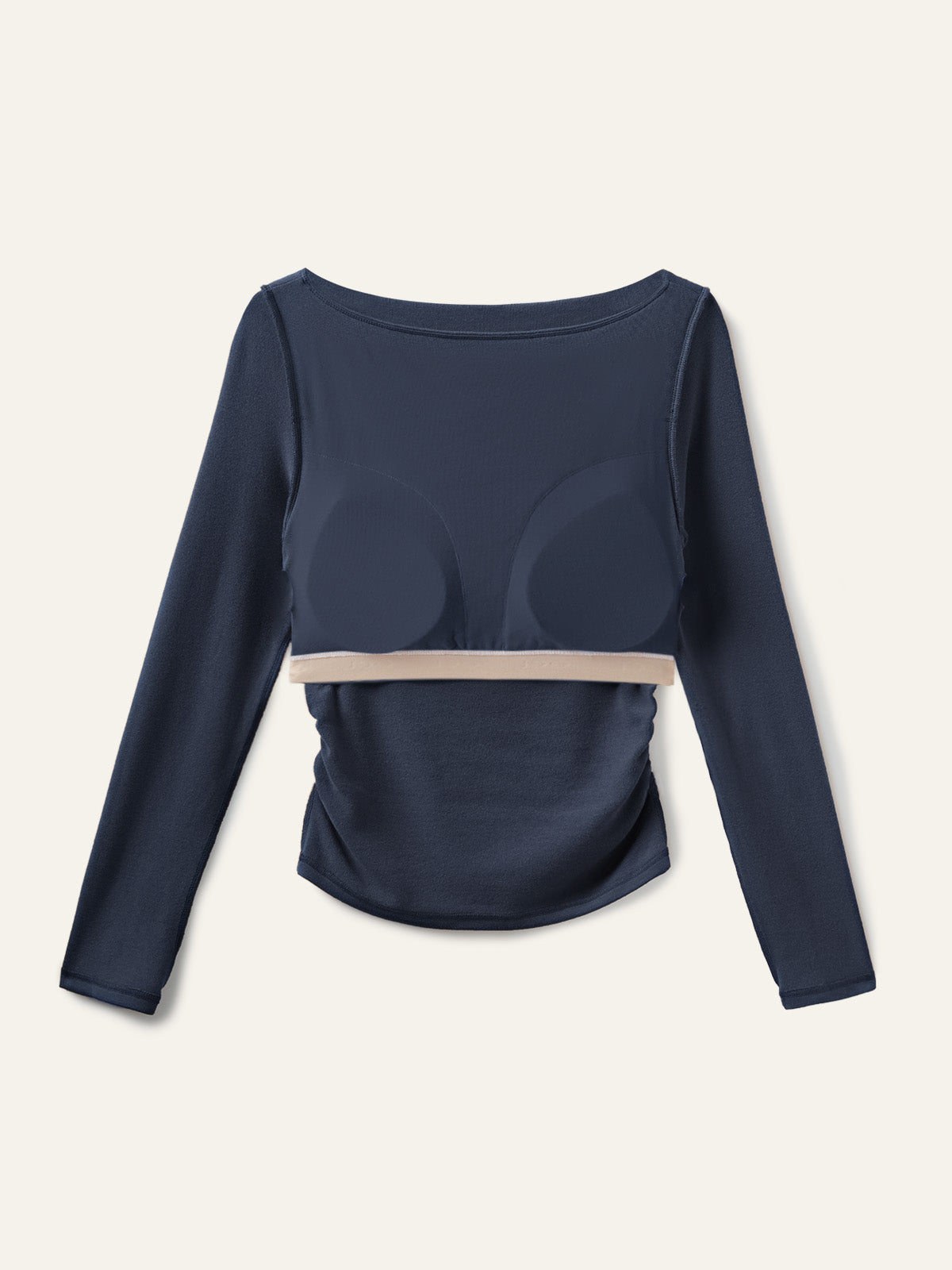 Modern Side Ruched Boatneck Brami Top