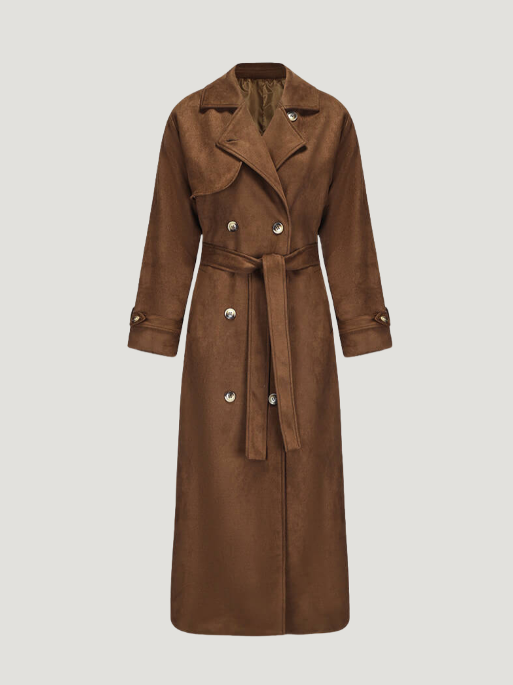 Molly | Long trench-coat en daim ceinturé