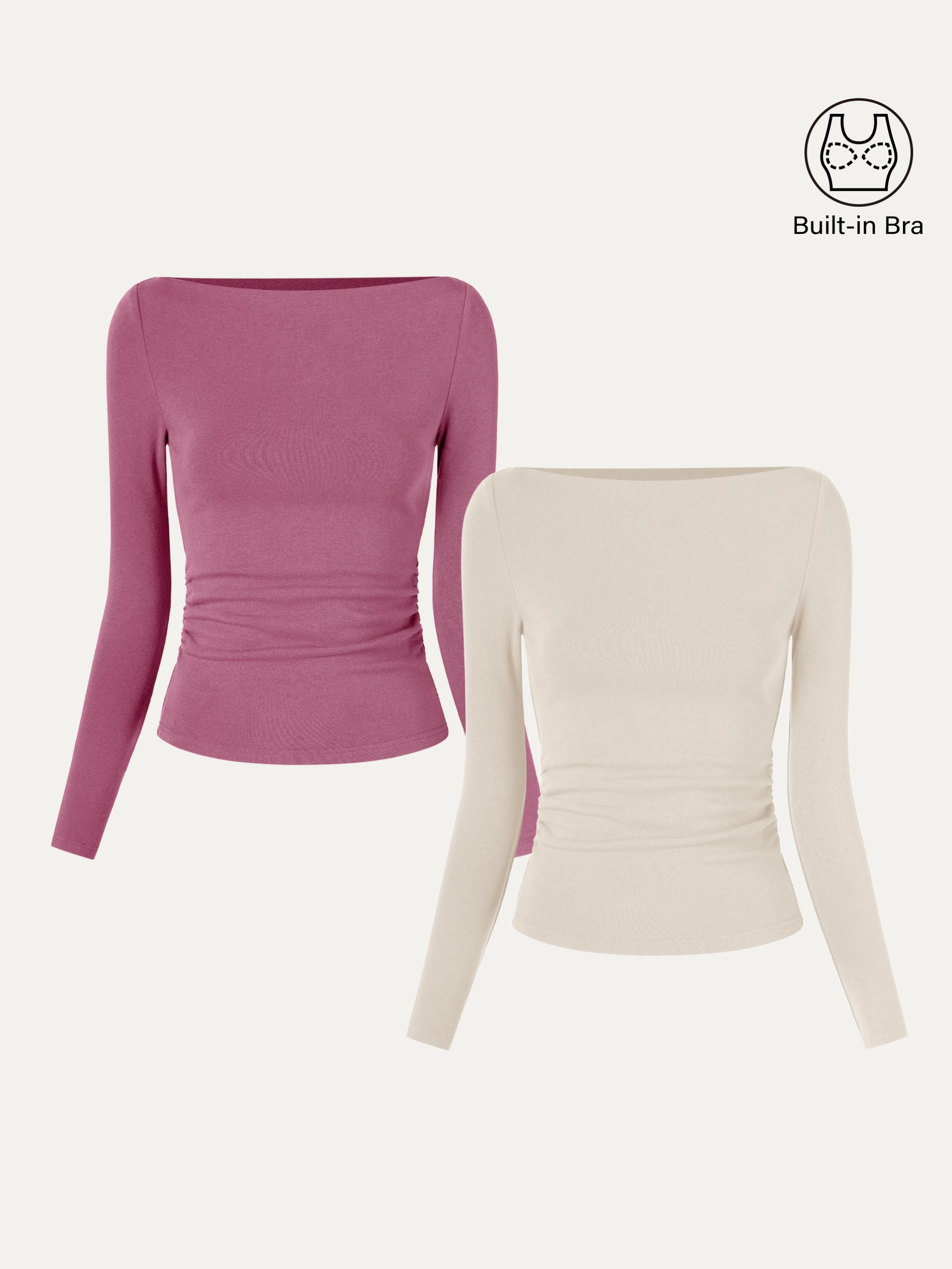 Modern Side Ruched Boatneck Brami Top