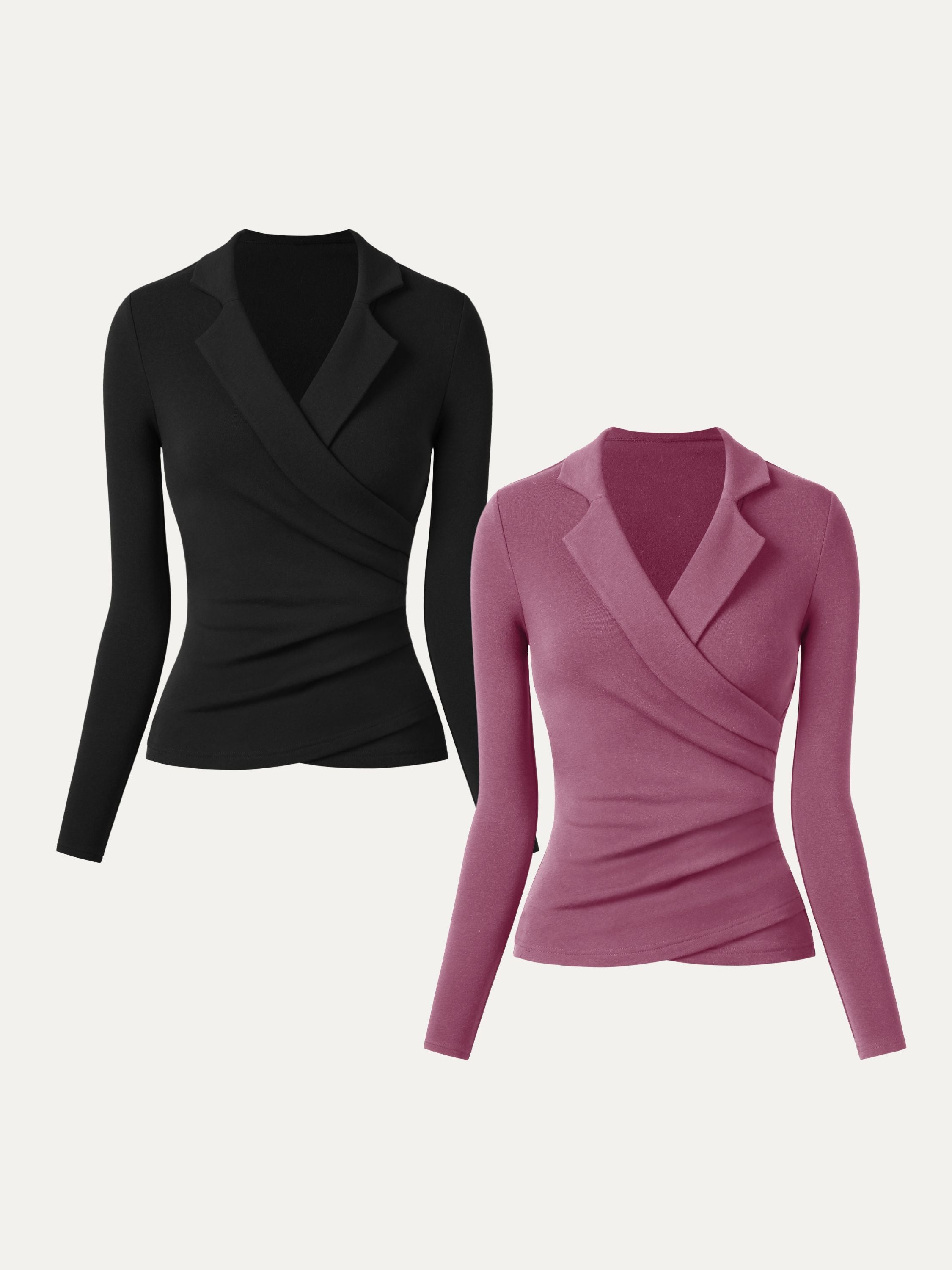 2Pcs Set Collared Surplice Top