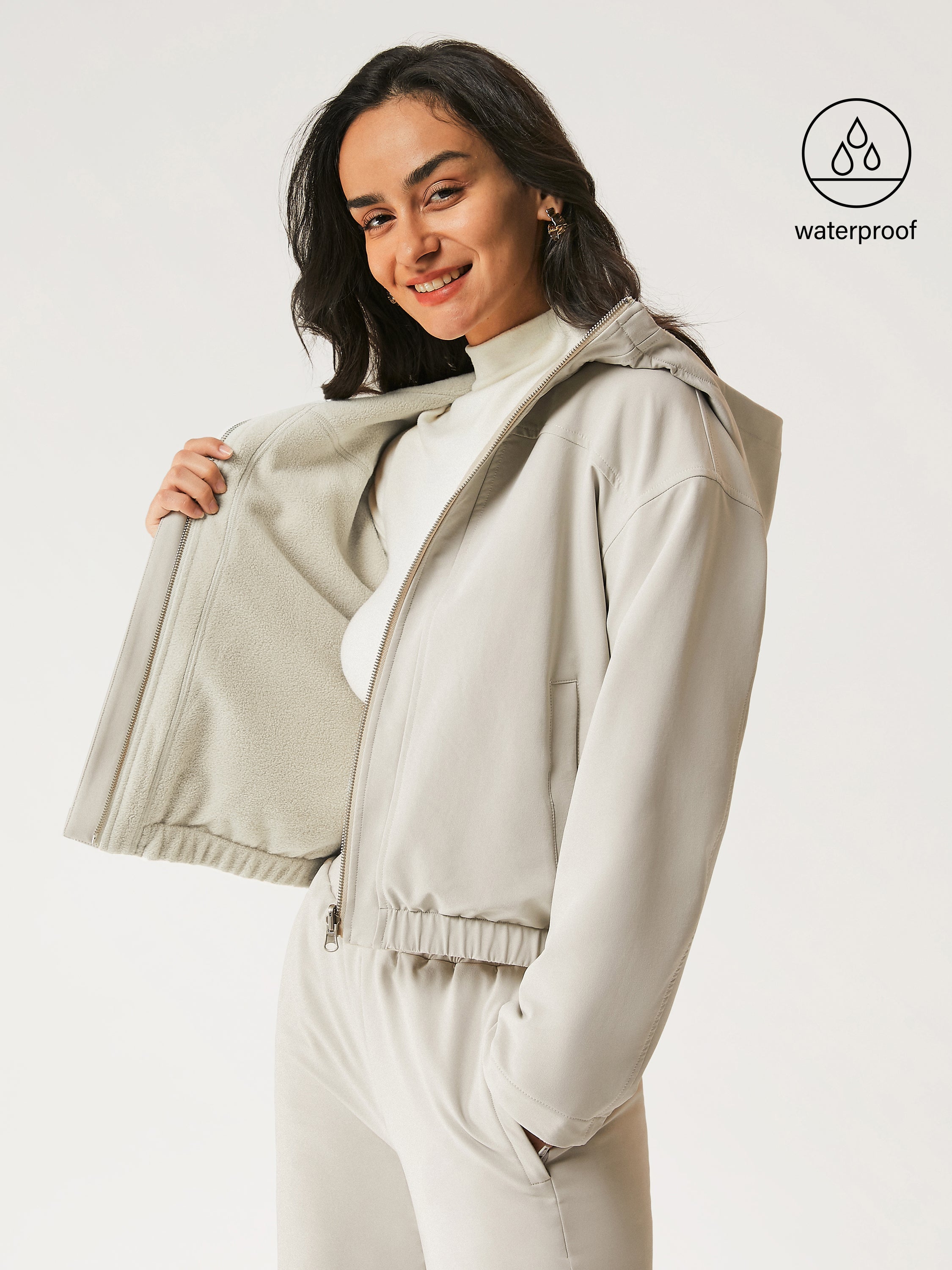 Veste à capuche réversible en polaire imperméable