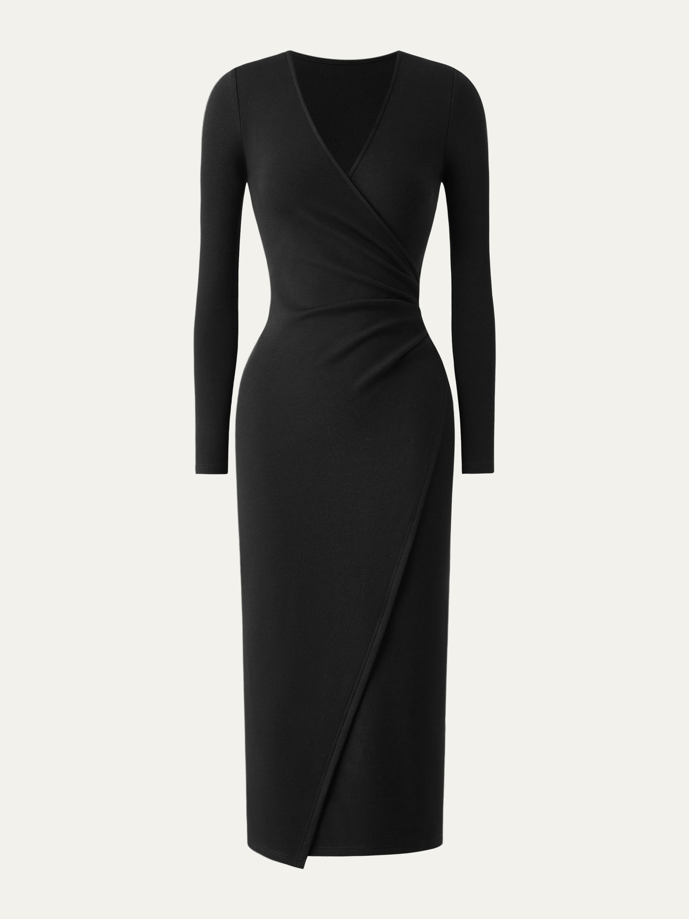 Surplice Wrap Long Sleeve Dress