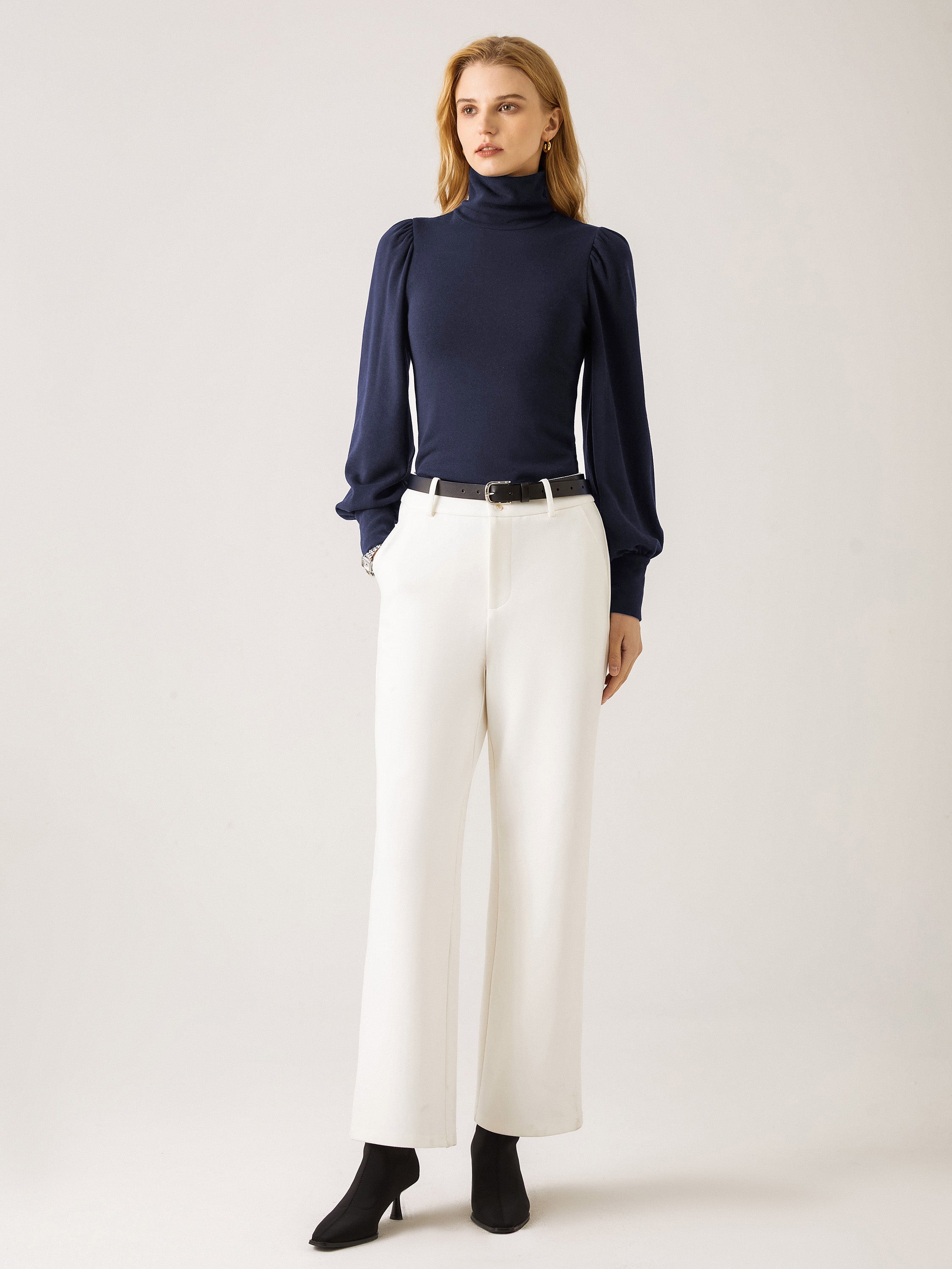 Puffed Sleeve Turtleneck Top Eco-Mousse®2.0