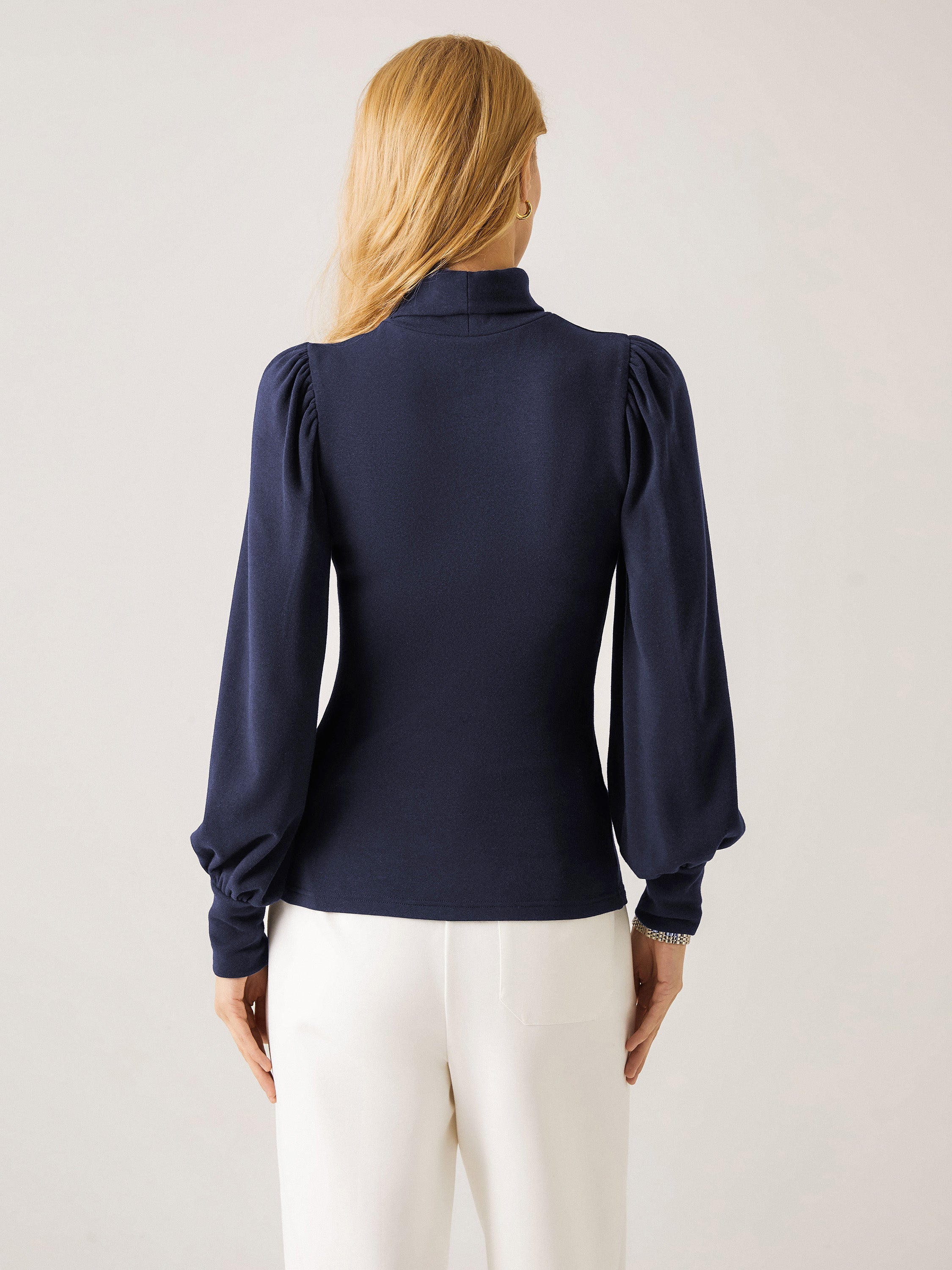 Puffed Sleeve Turtleneck Top Eco-Mousse®2.0