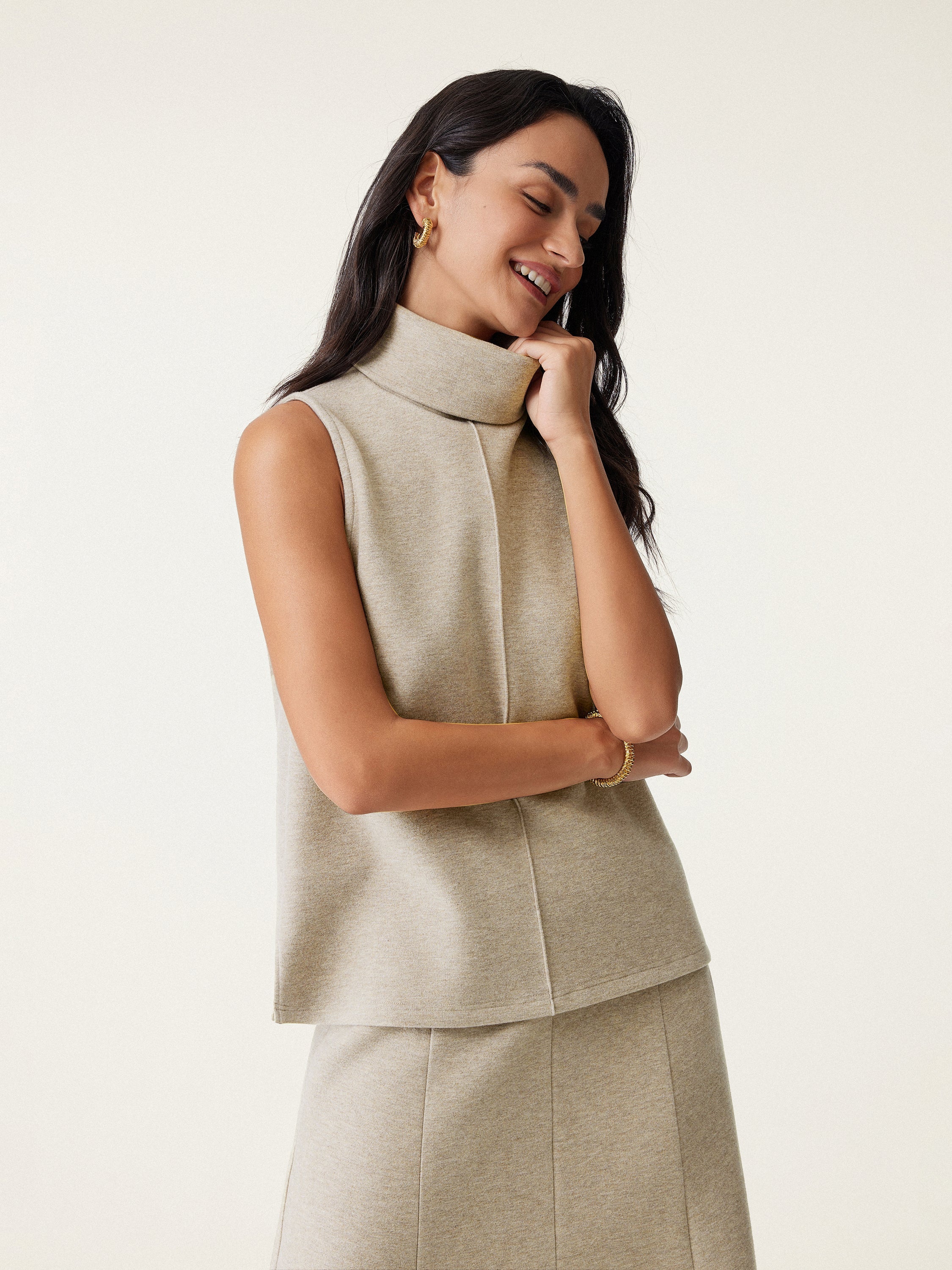 Turtle Neck Split Hem Top