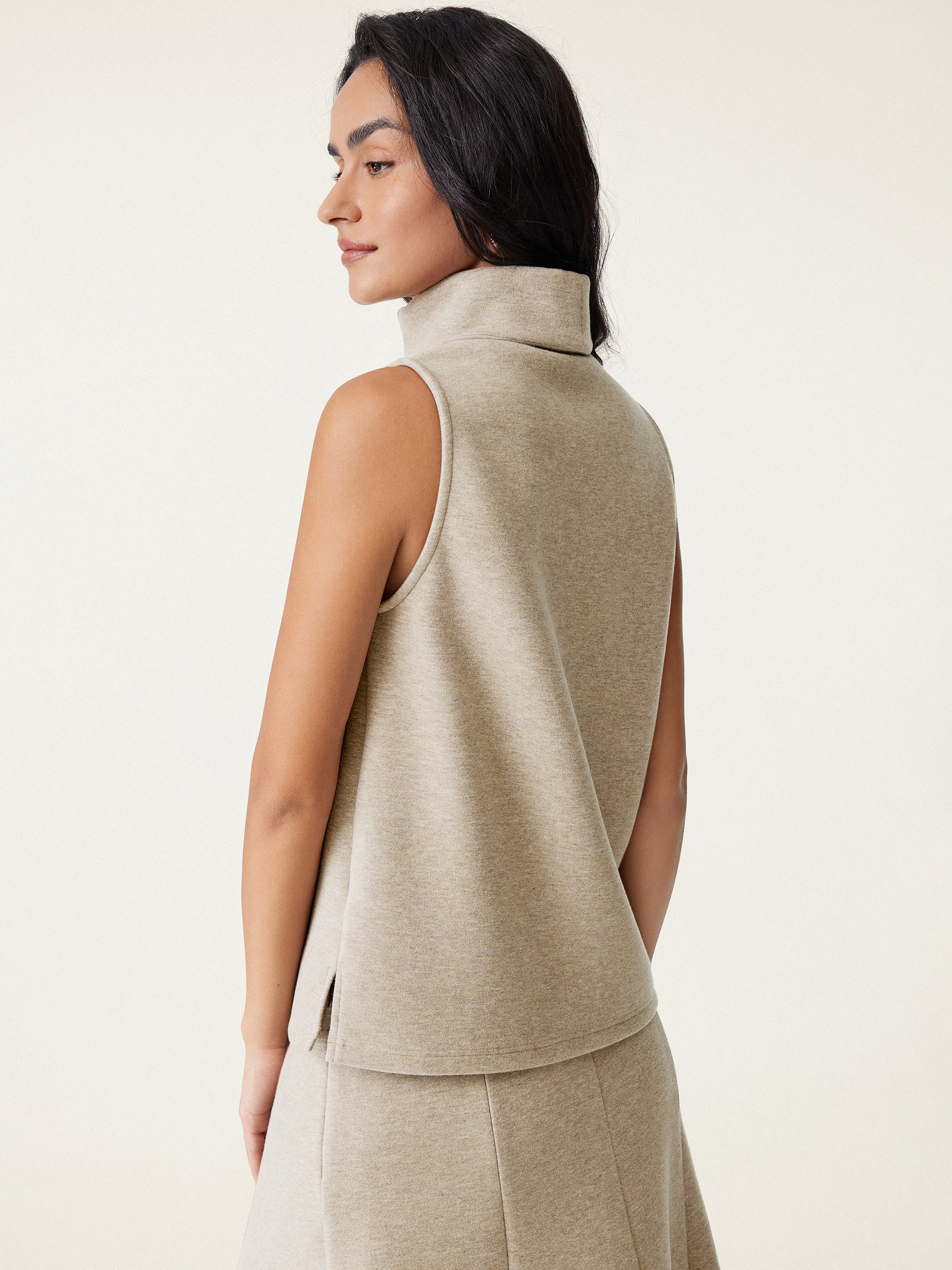 2Pcs Set Petite High Waisted Straight Leg Pant & Split Hem Top