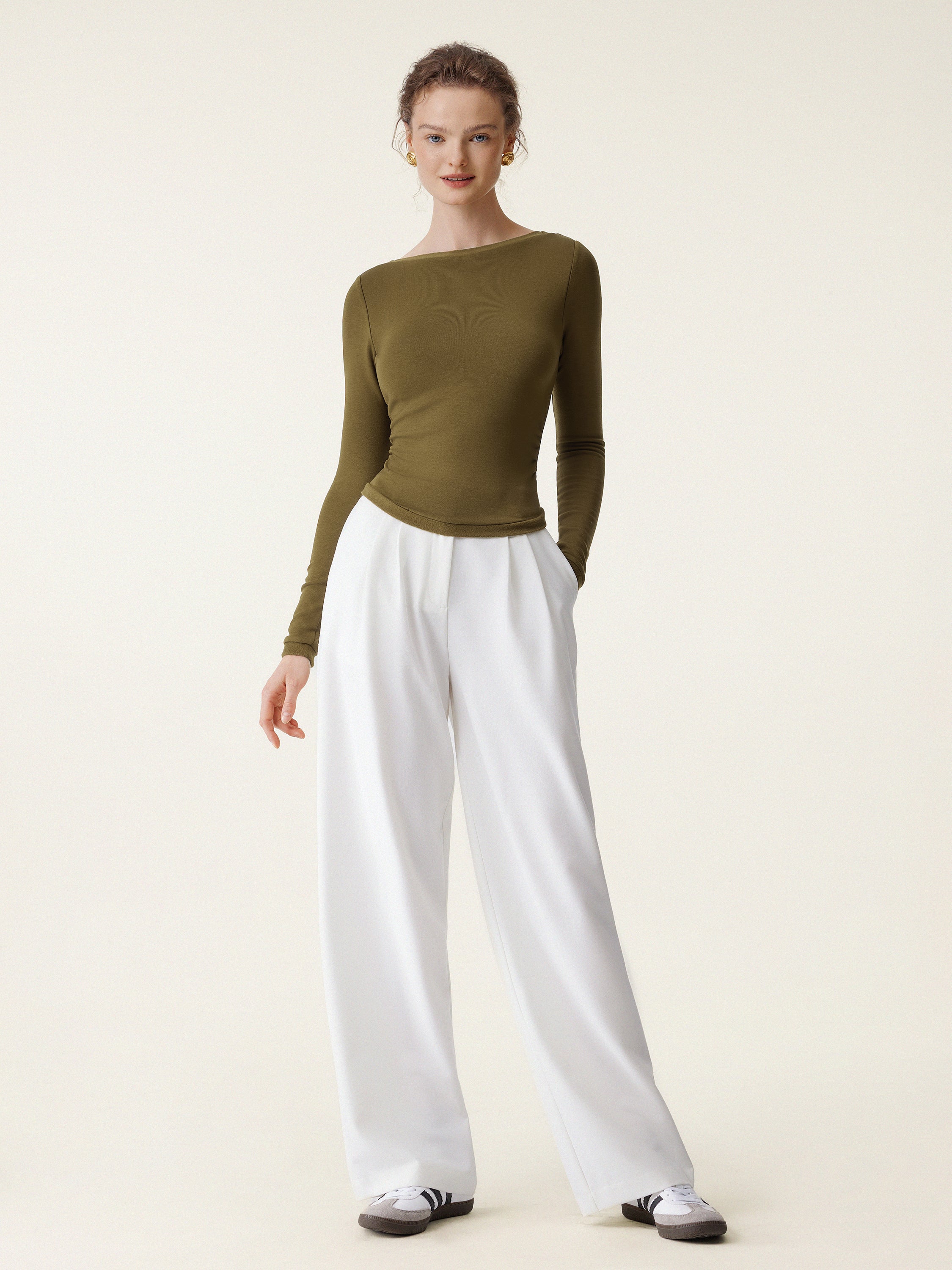 Boatneck Long Sleeve Brami Top