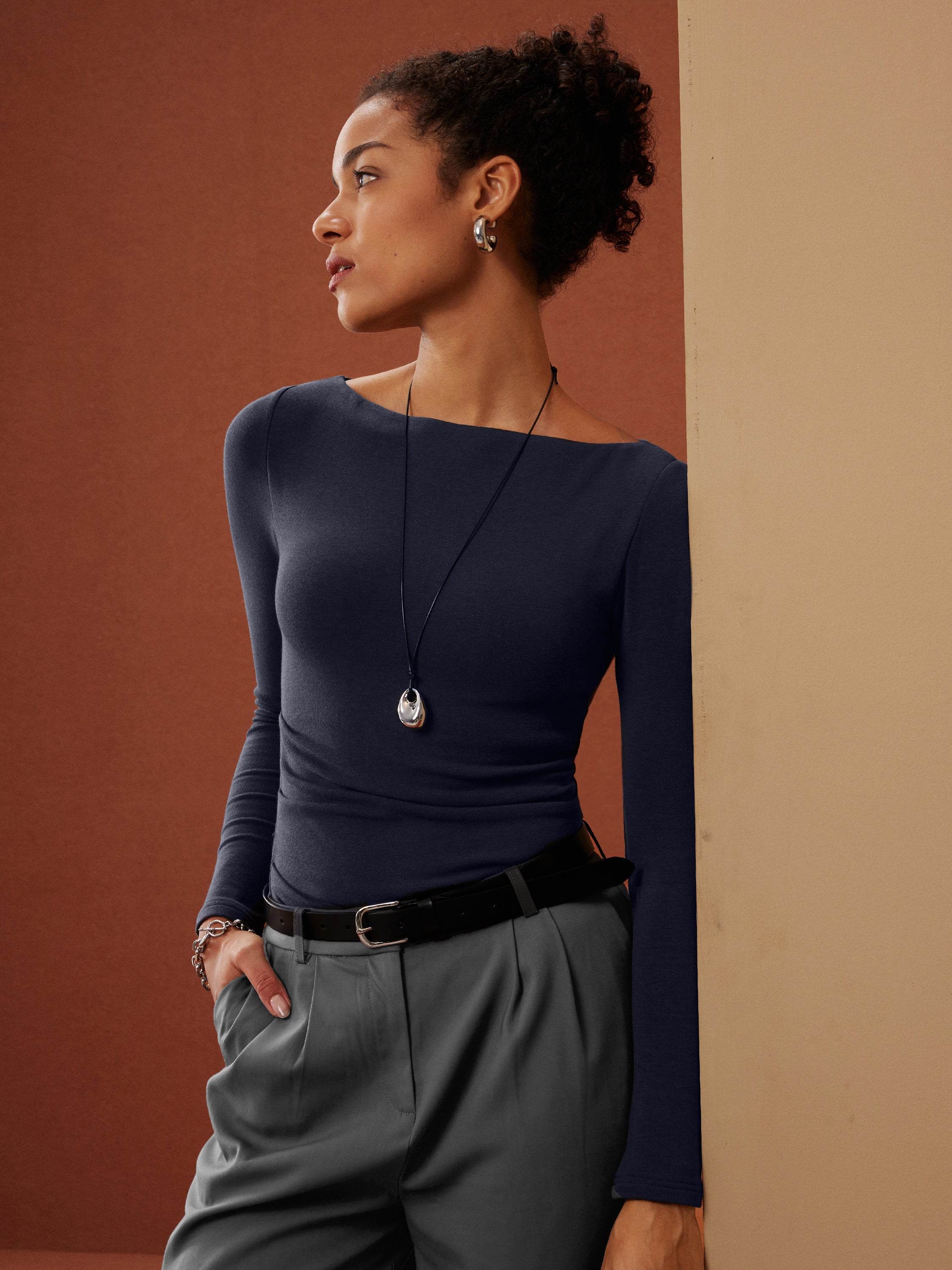 Boatneck Brami Top with Eco-Mousse® Pleats