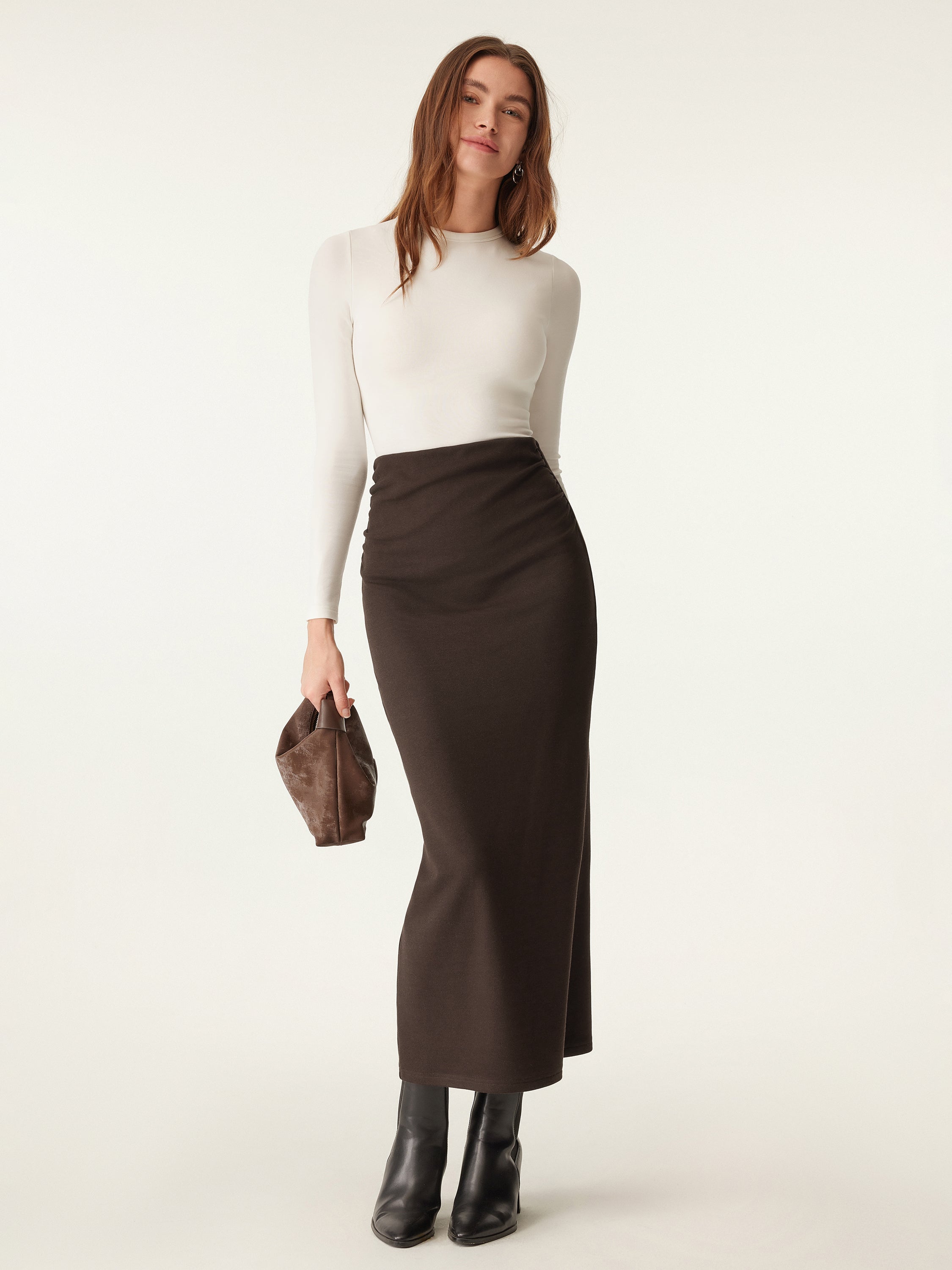 MaxWarm Ruched Side Pencil Maxi Skirt