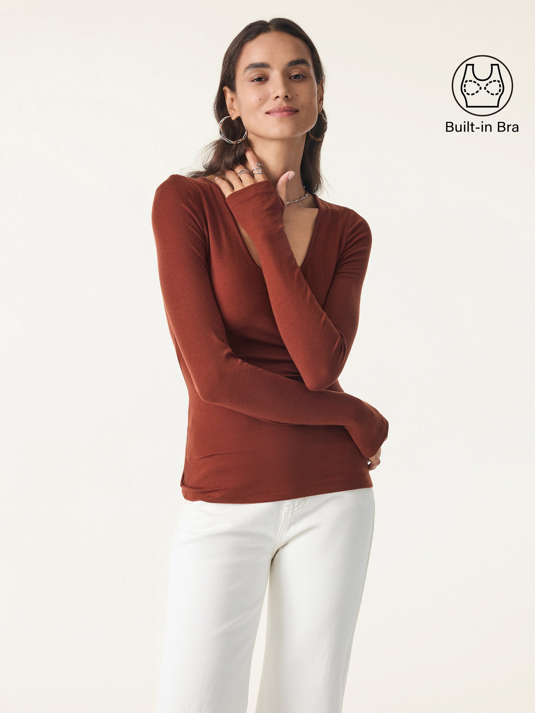 Lyocell Cashmere Scoop Neck Thumbhole Brami