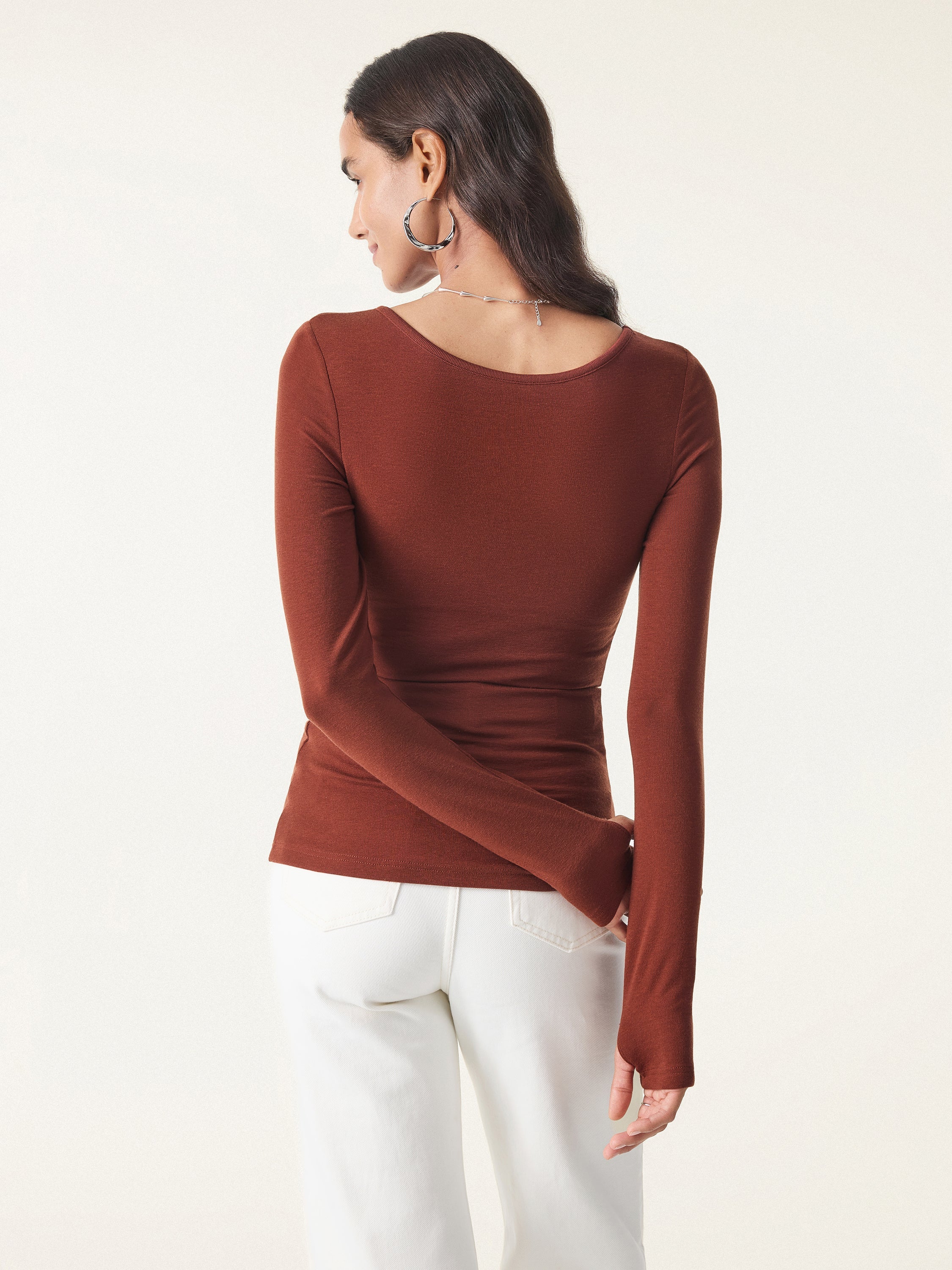 Lyocell Cashmere Scoop Neck Thumbhole Brami