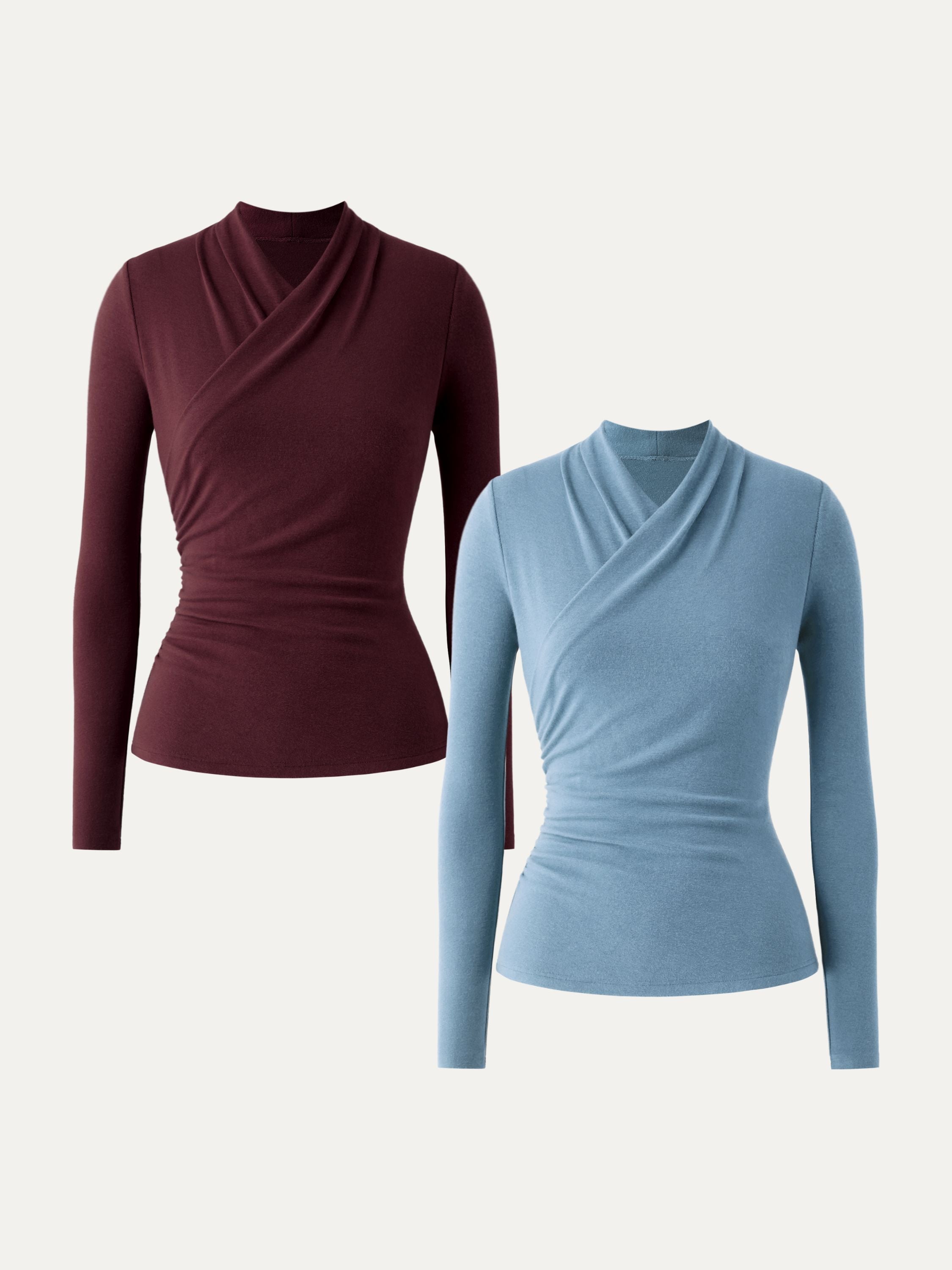 2Pcs Set Surplice Long Sleeve Top
