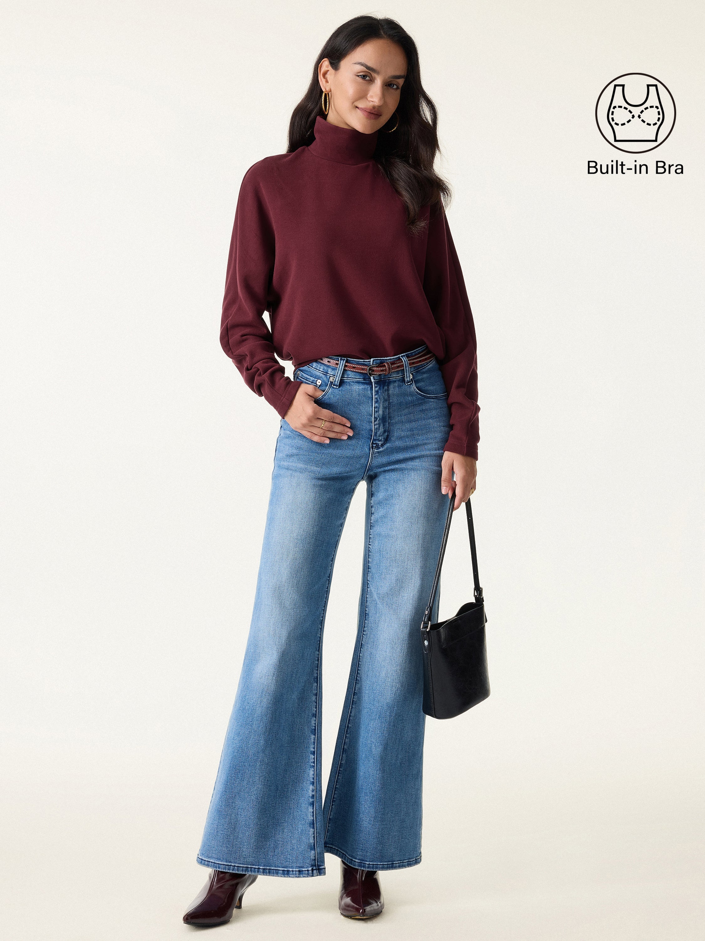 Cozy Warm Turtleneck Batwing Sleeve Brami